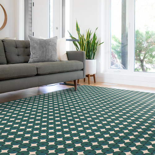 'Gemstone' Emerald Green Geometric Non-Slip Indoor/Outdoor Rug