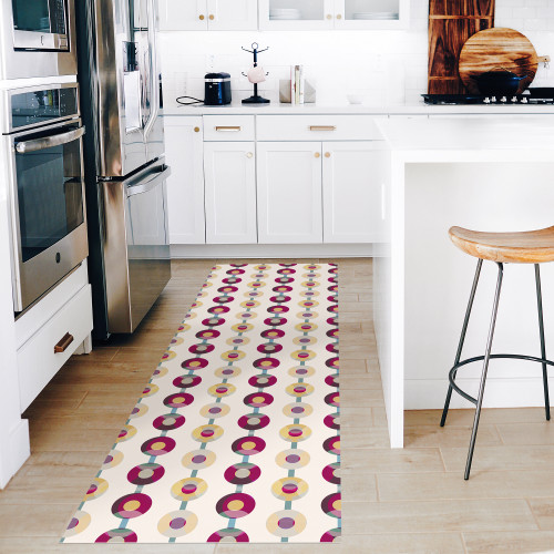 Keep Climbing Versatile Indoor/outdoor Washable Rug Mid-century Multi-color  Striped Vinyl With Non-slip Backing 
