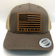 Veteran U.S flag leather patch on Brown and khaki