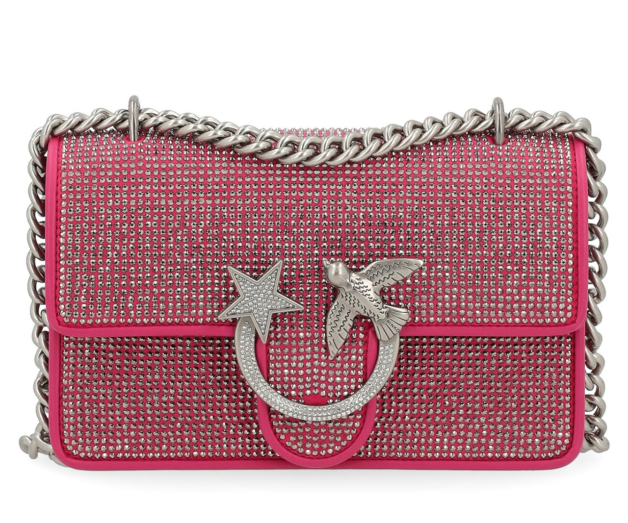 Borsa Pinko Mini Love Bag One fucsia con strass