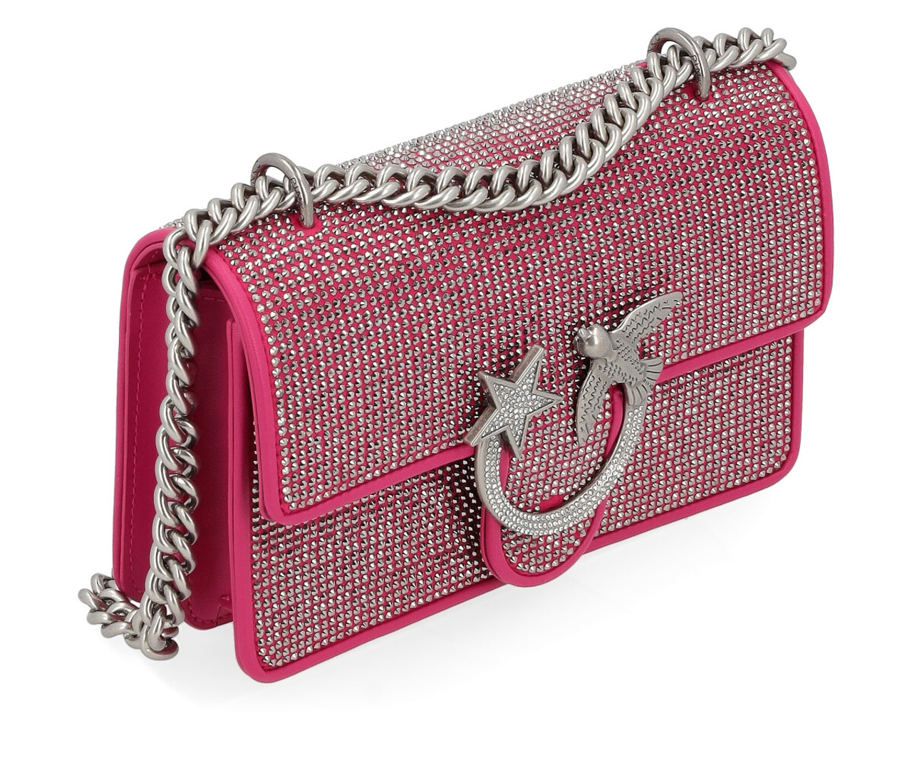 Borsa Pinko Mini Love Bag One fucsia con strass