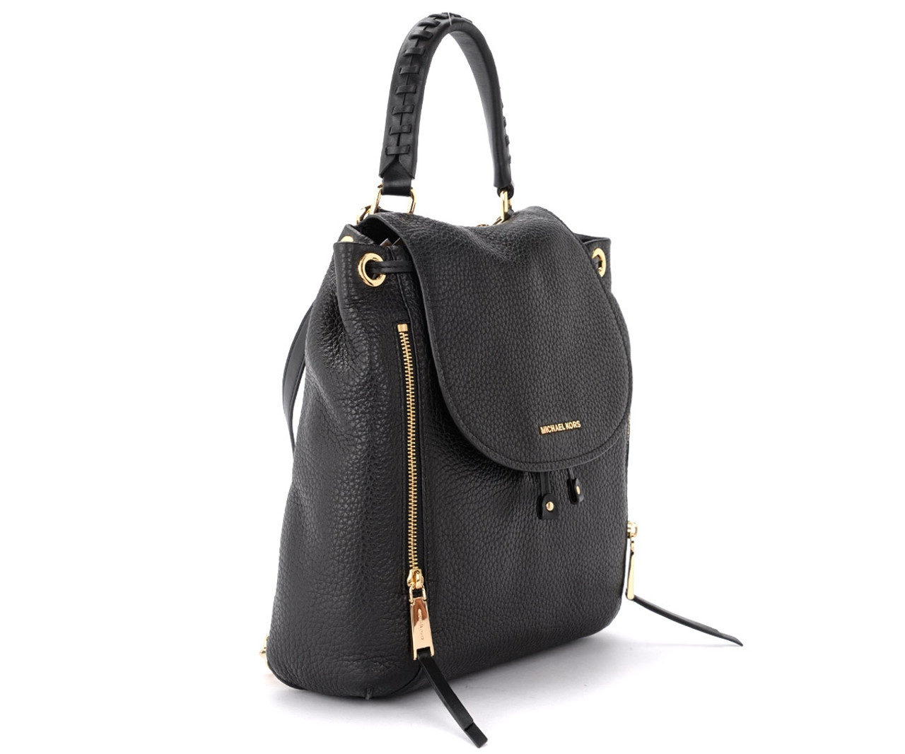 Backpack Michael Kors Viv in black grained leather | H-Brands