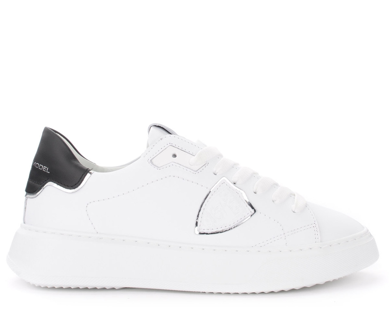 Sneaker Philippe Model Temple in white leather with black and
