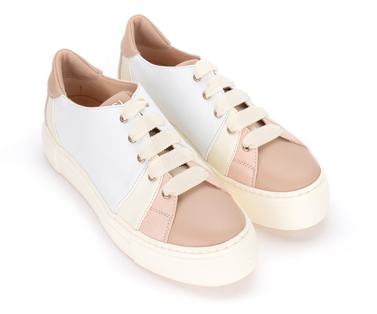 Sneaker AGL Trisi in soft white and pink leather H Brands