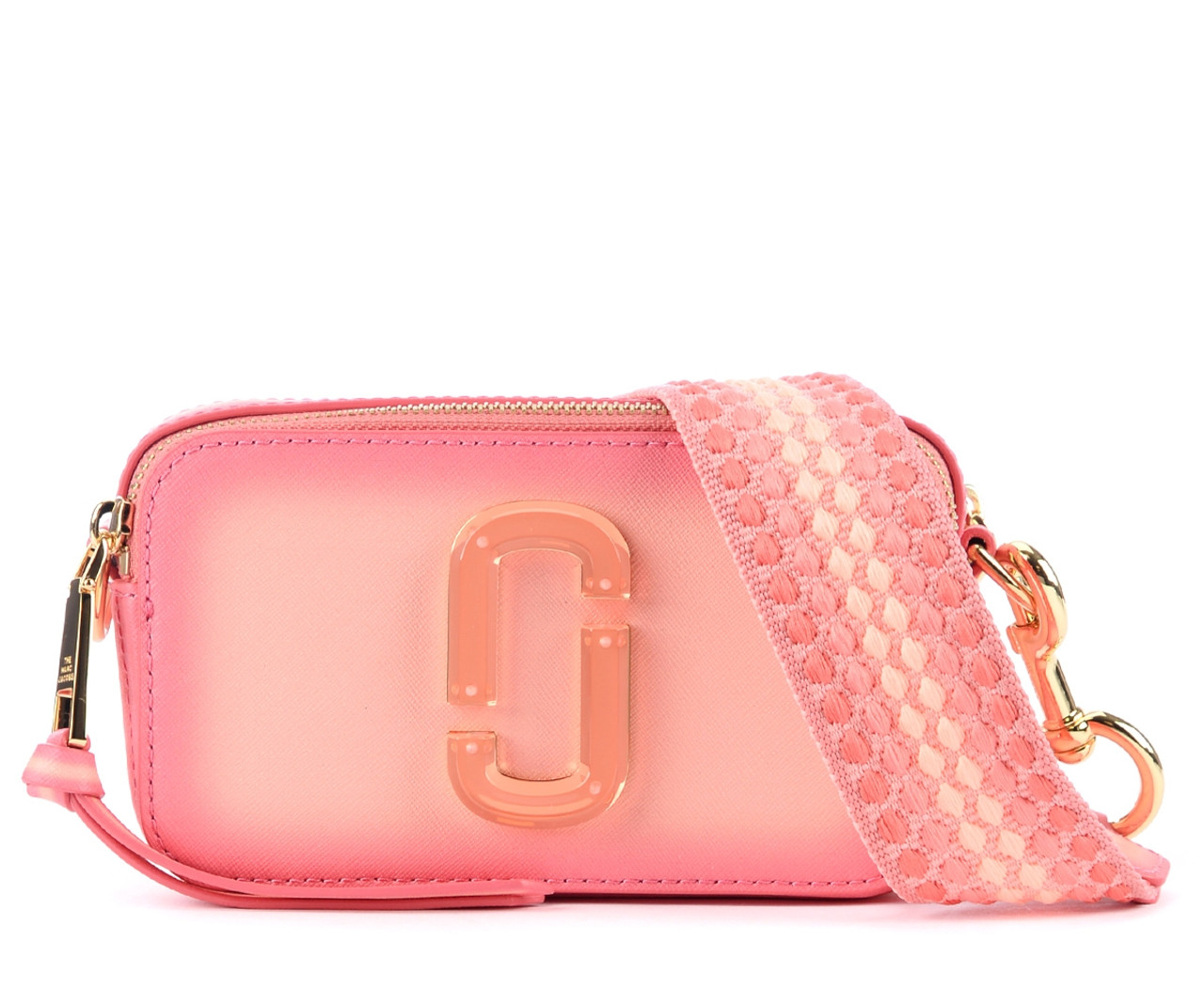 Borsa The Marc Jacobs The Fluoro Edge Snapshot in pelle color pesca