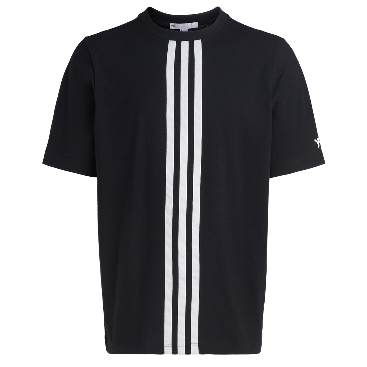 T-Shirt Y-3 black with white striped logo | H-Brands