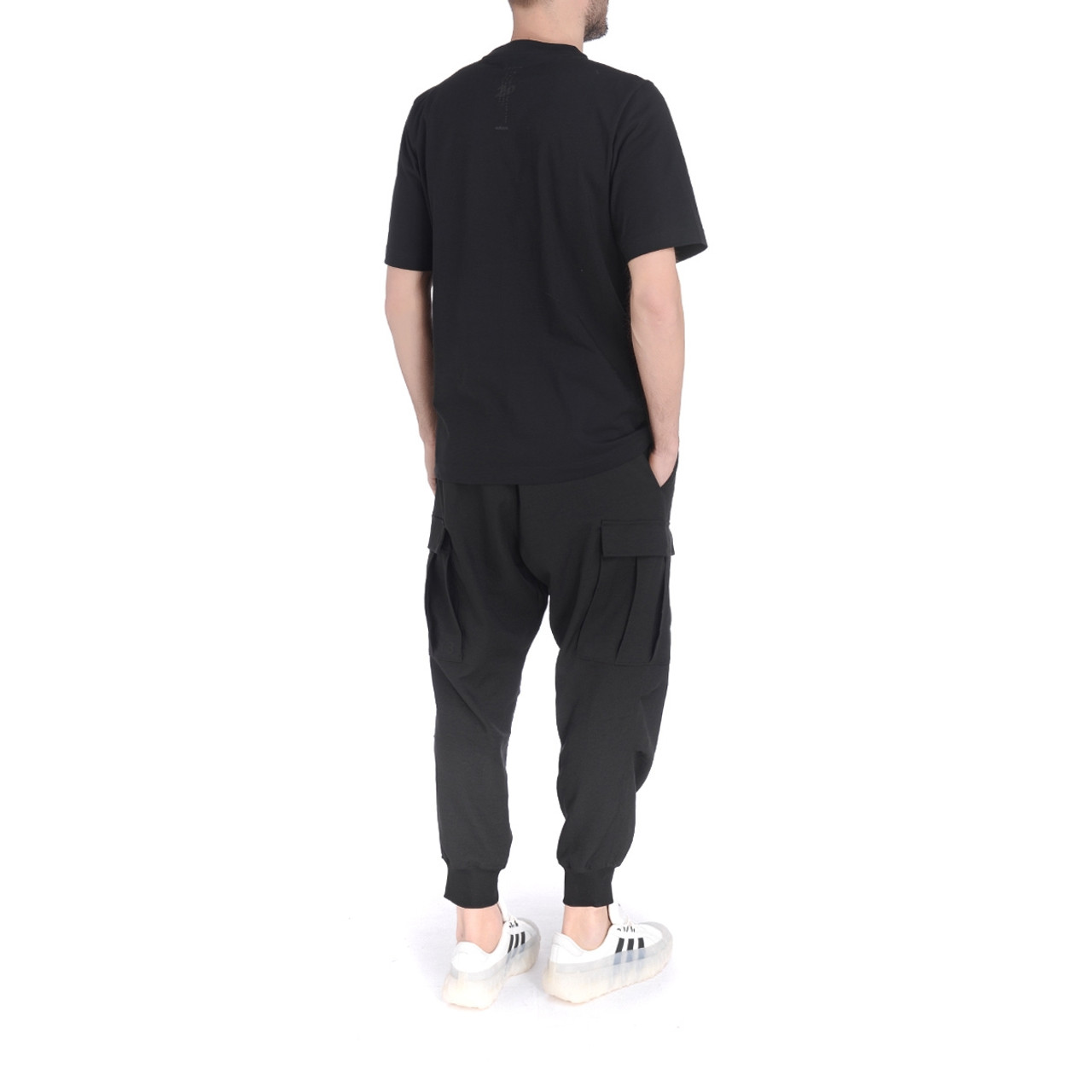 T-Shirt Y-3 black with white striped logo | H-Brands