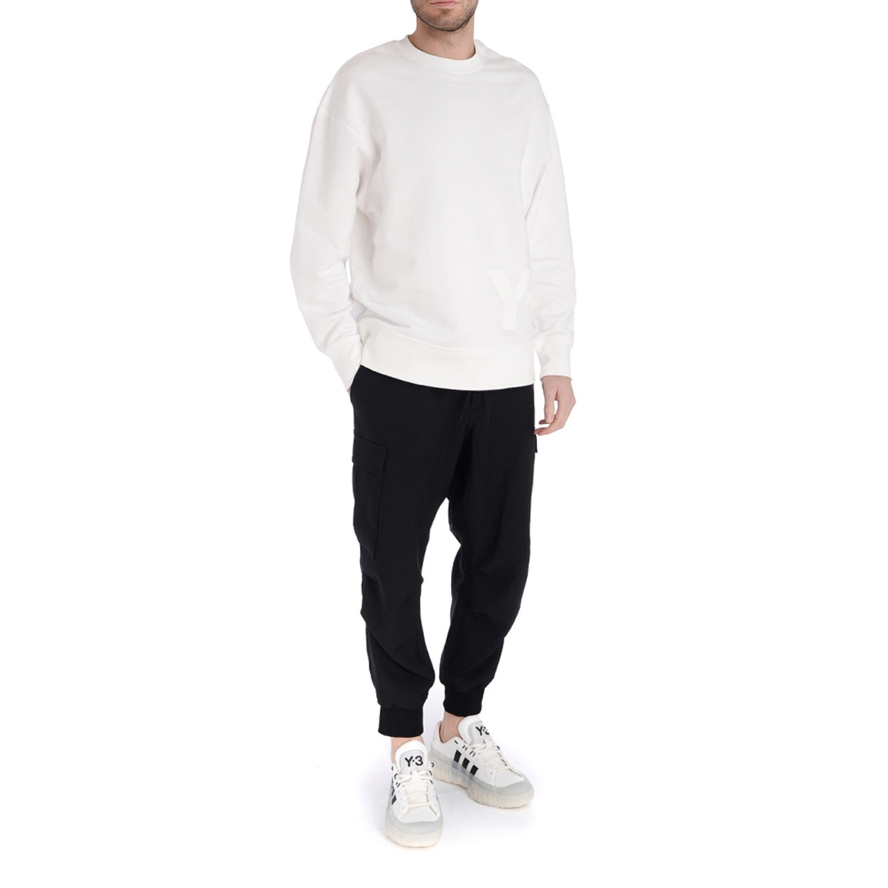 Y3 Classic Chest Logo Crew Sweatshirt White | H-Brands