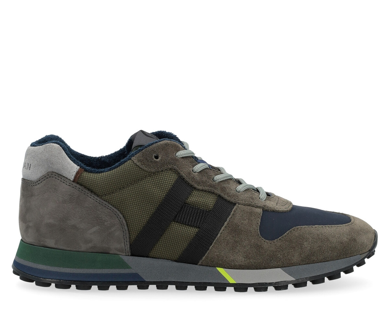 Sneaker Hogan H383 verde grigio e blu