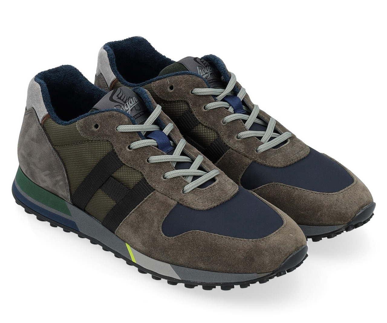 Sneaker Hogan H383 verde grigio e blu