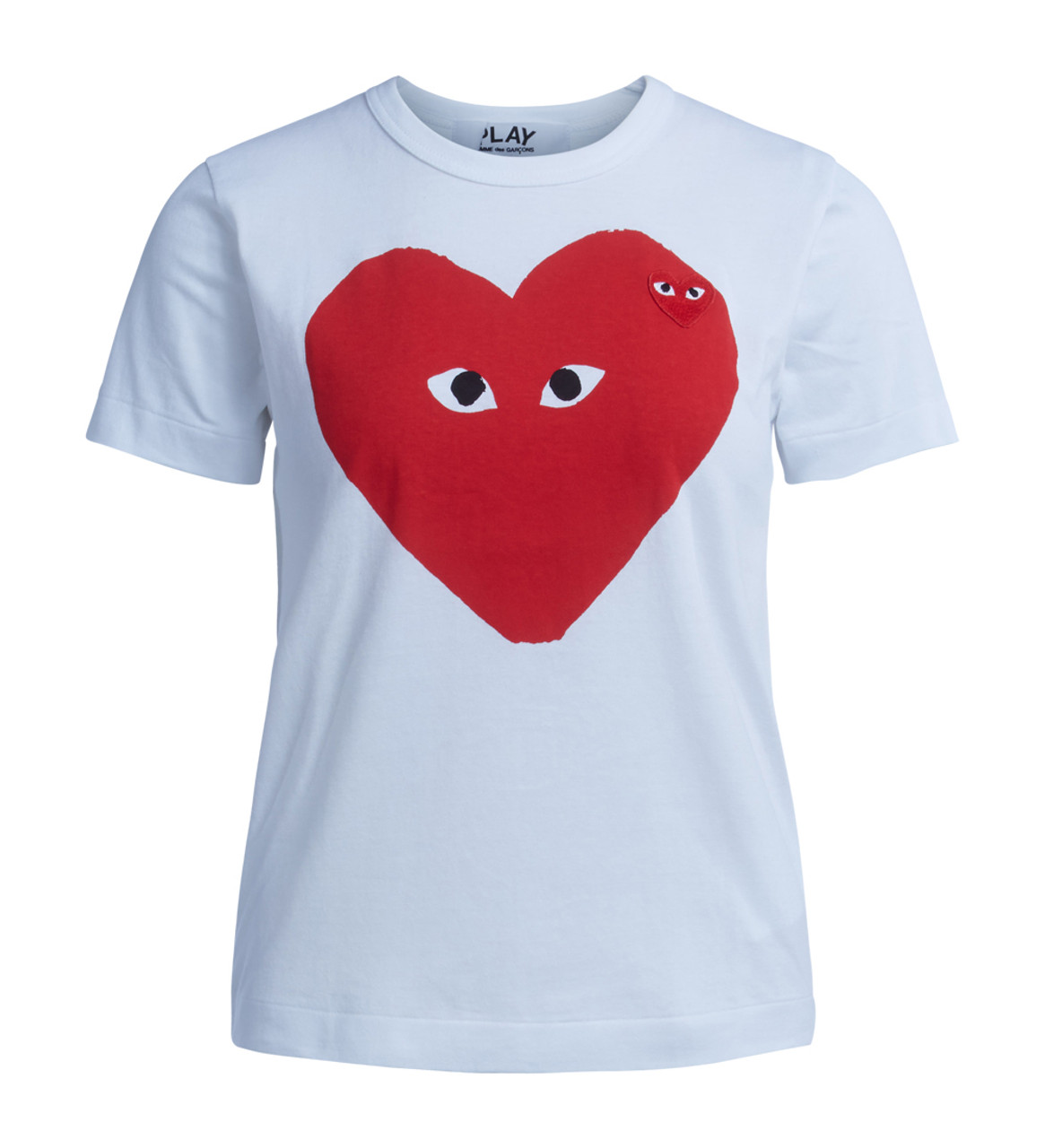 T shirt da donna Comme Des Gar ons Play bianca con cuore rosso