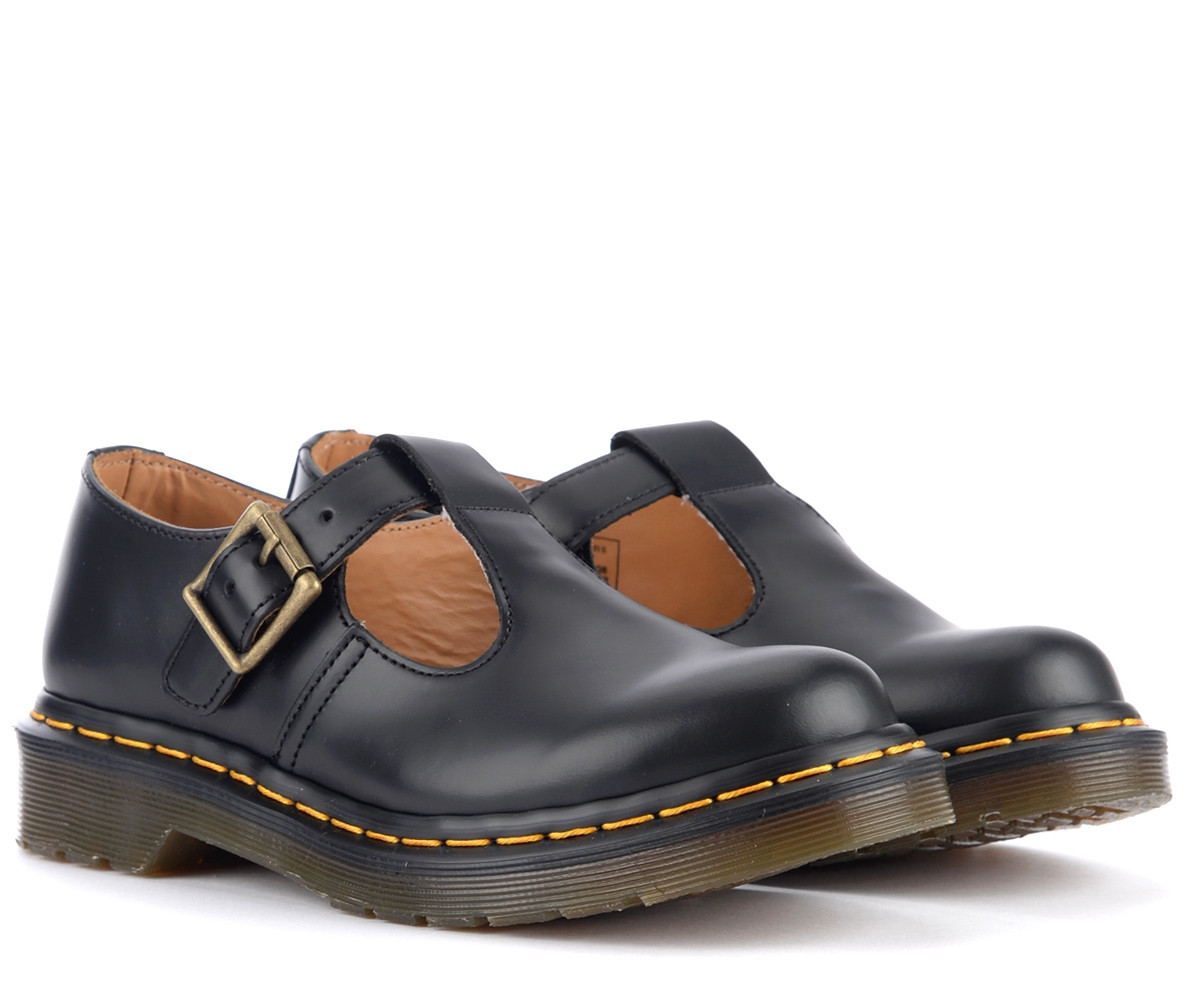 Dr. Martens Polley Nero - Stivaletti In Pelle Con Fibbia T-Bar - Foto 3