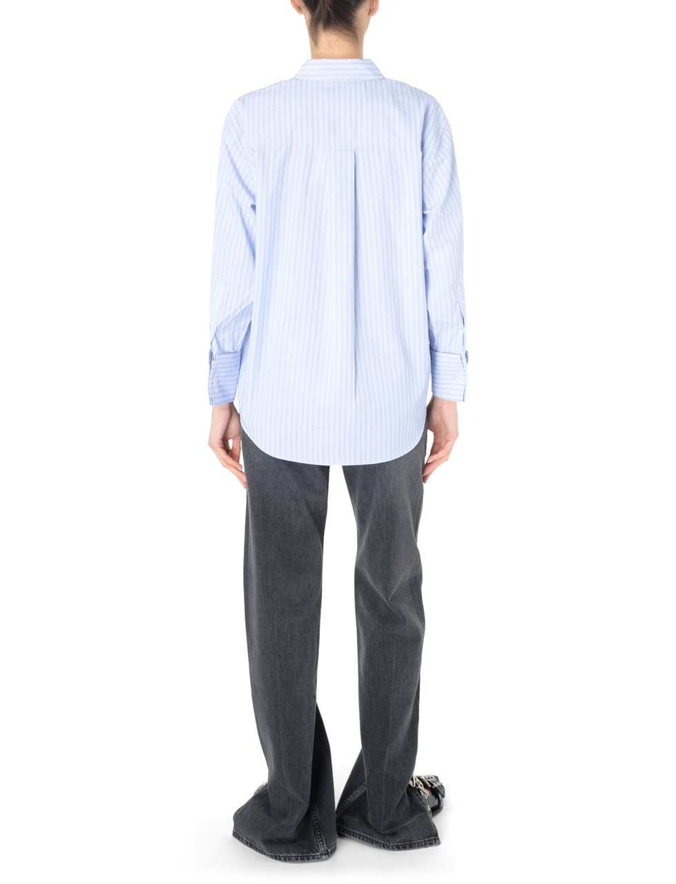 Shirt Anine Bing Catherine in light blue striped cotton