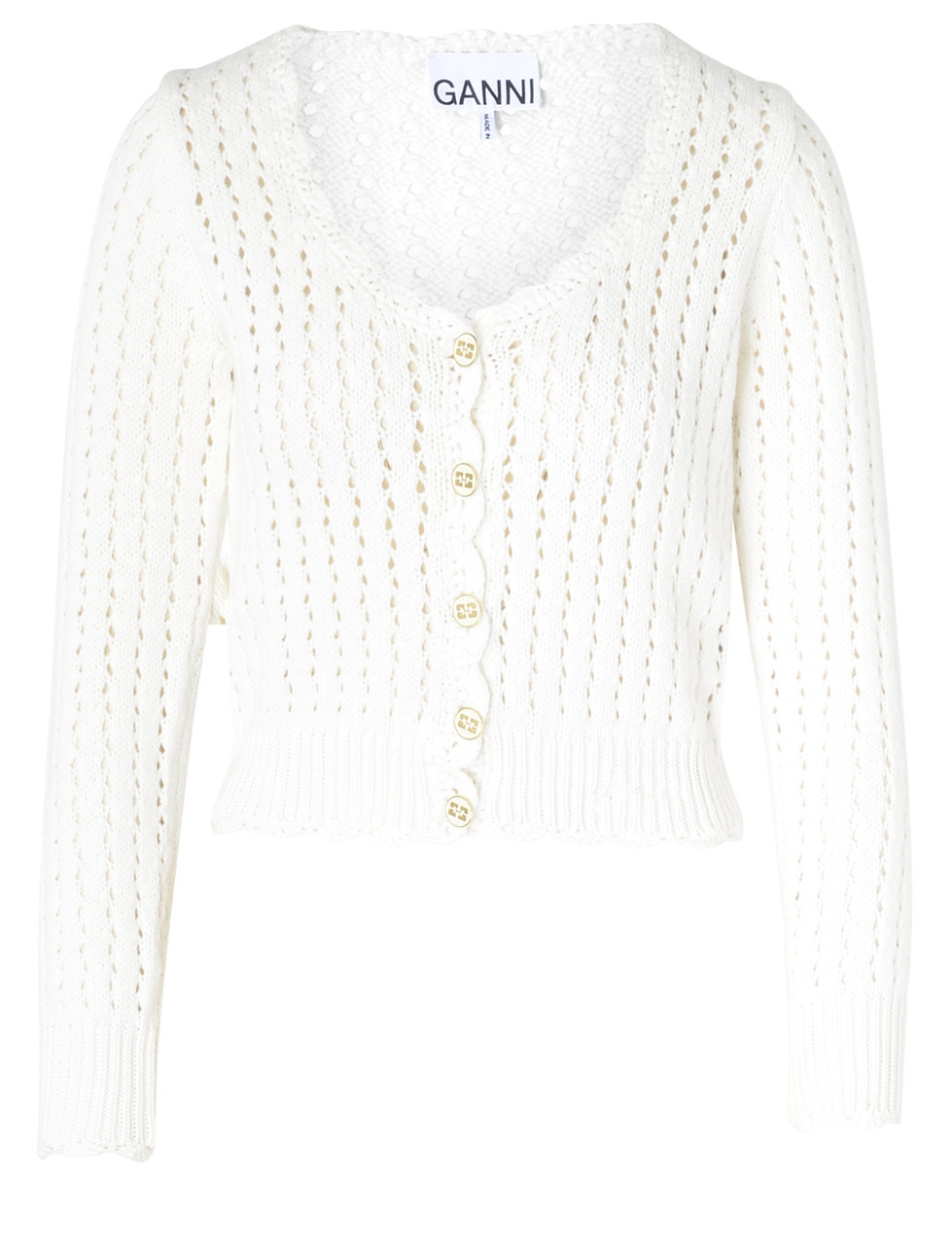 Cardigan Ganni in cotone bianco