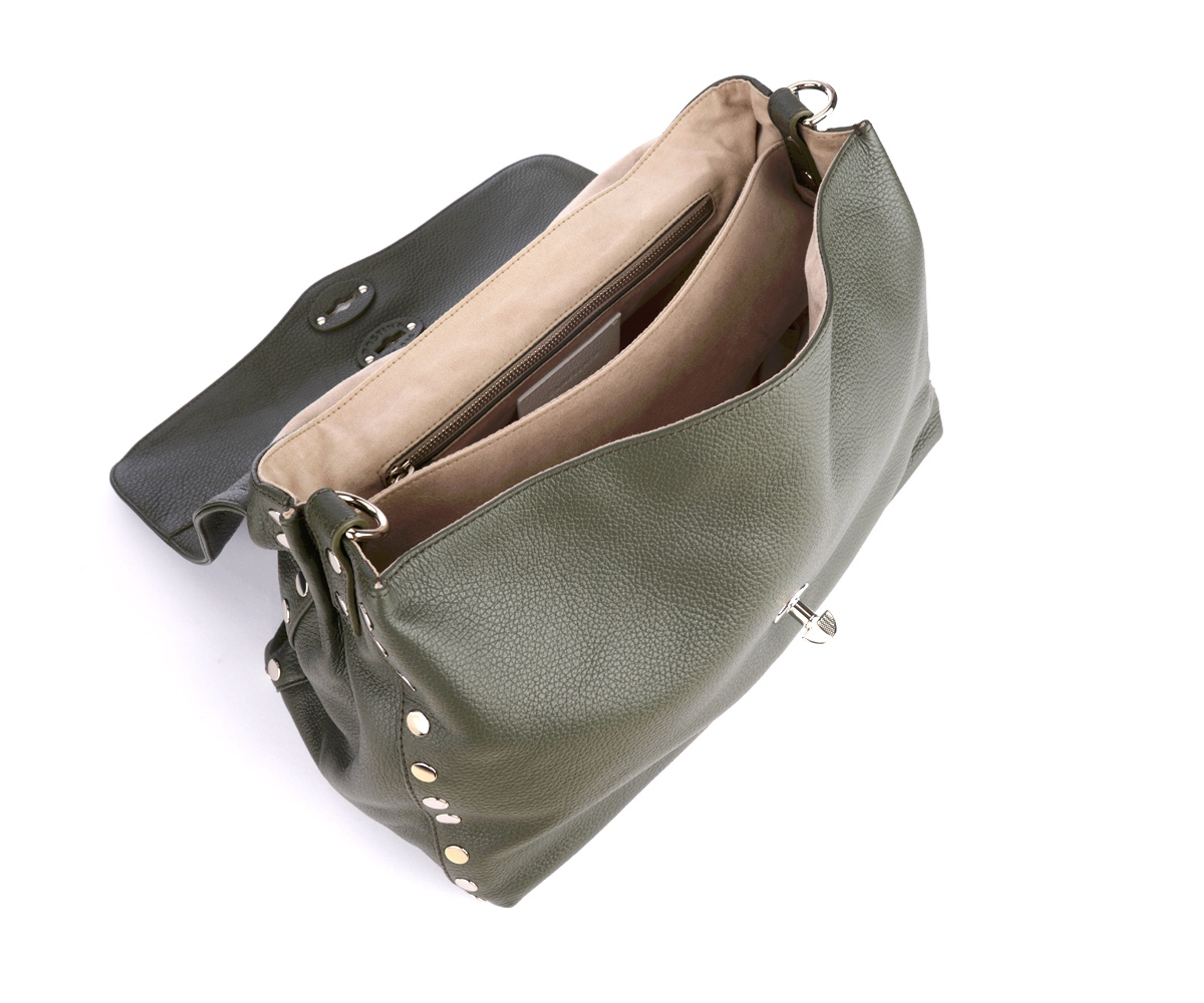 Bag Zanellato Postina Daily M in olive green leather | H-Brands