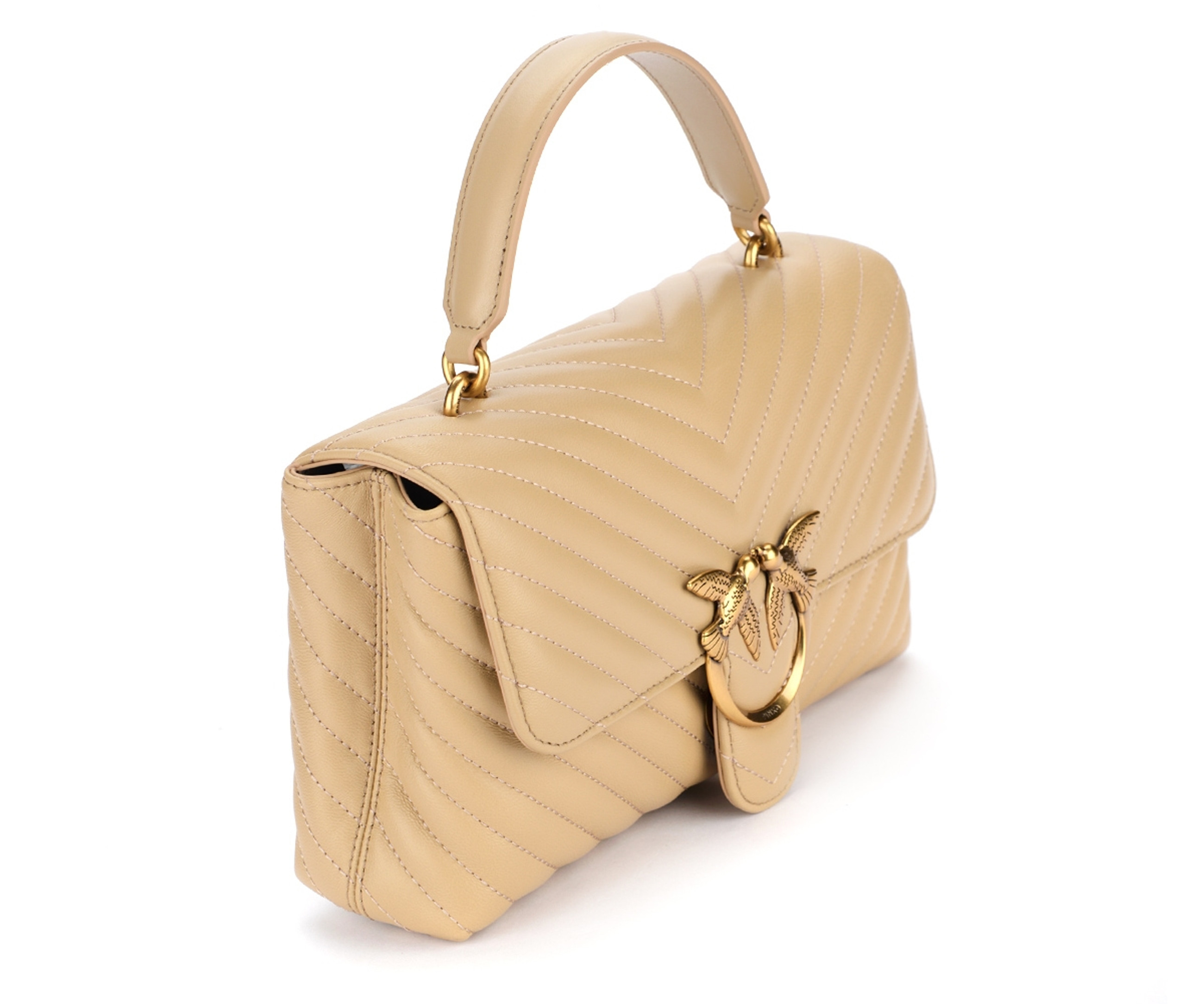 Bag Pinko Love Lady Puff Chevron Classic beige leather | H