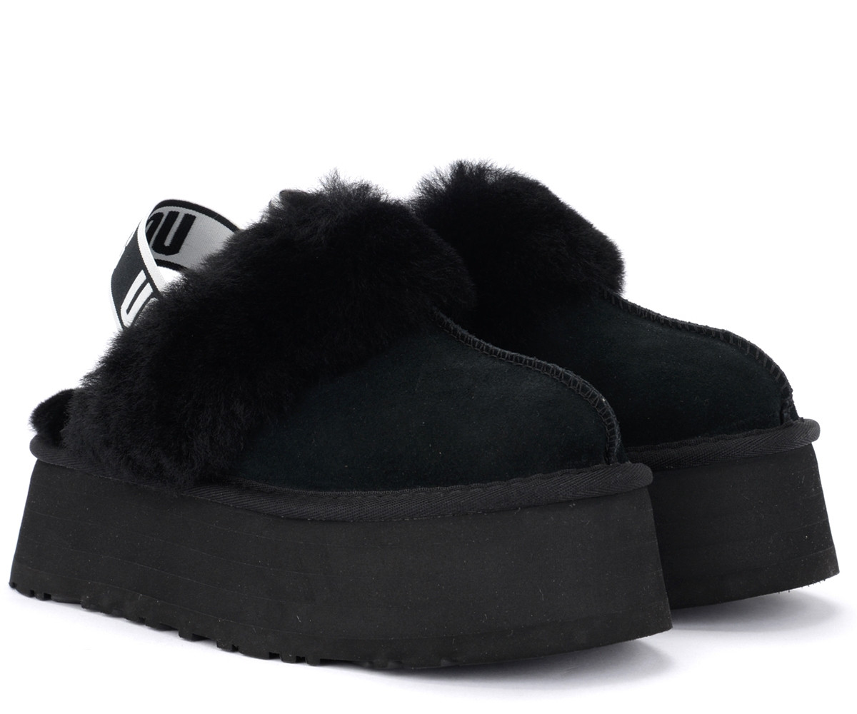 Ugg Funkette black suede slip-on sandals | H-Brands