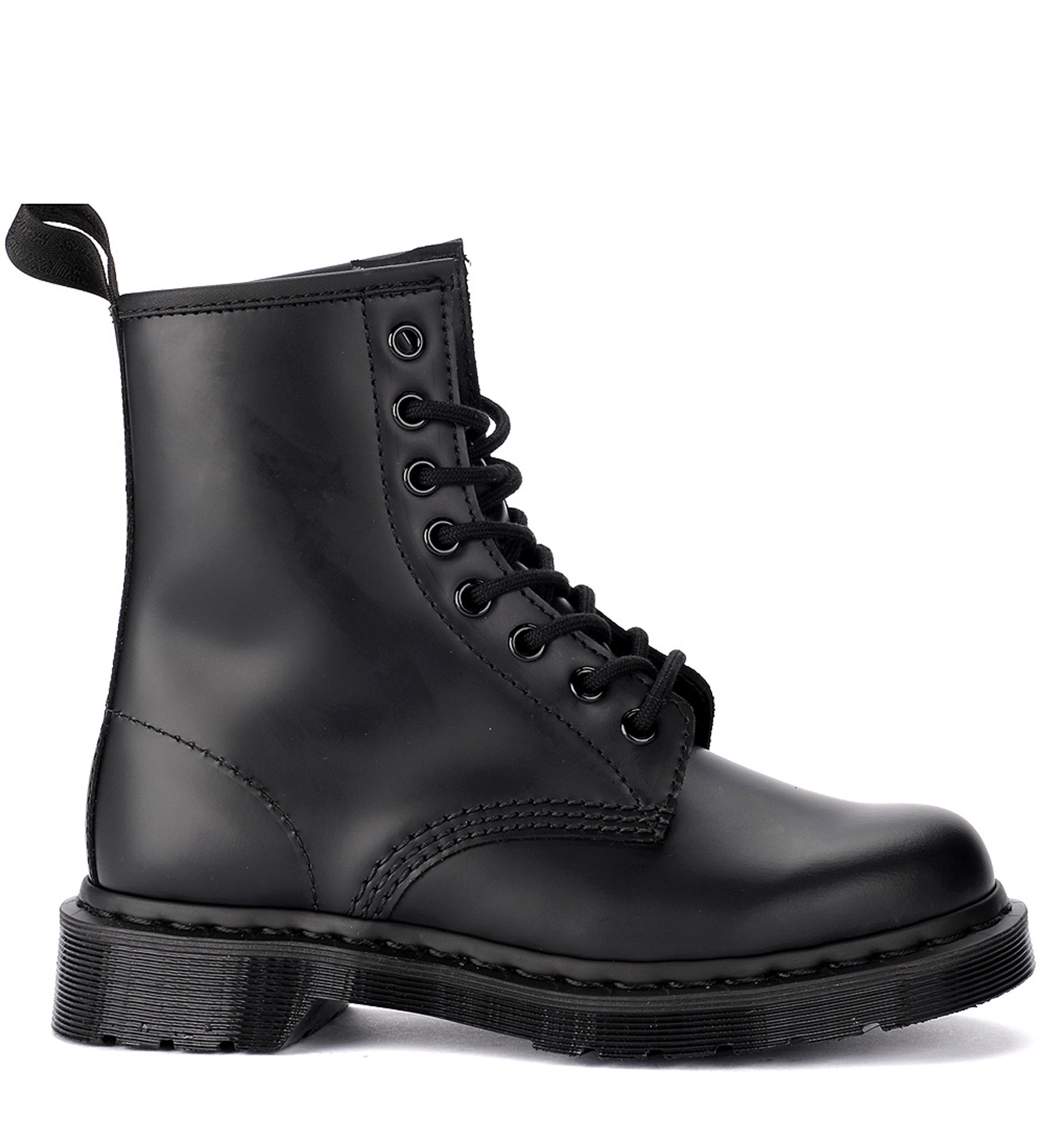 Botin militar núcleo de cuero negro liso 1