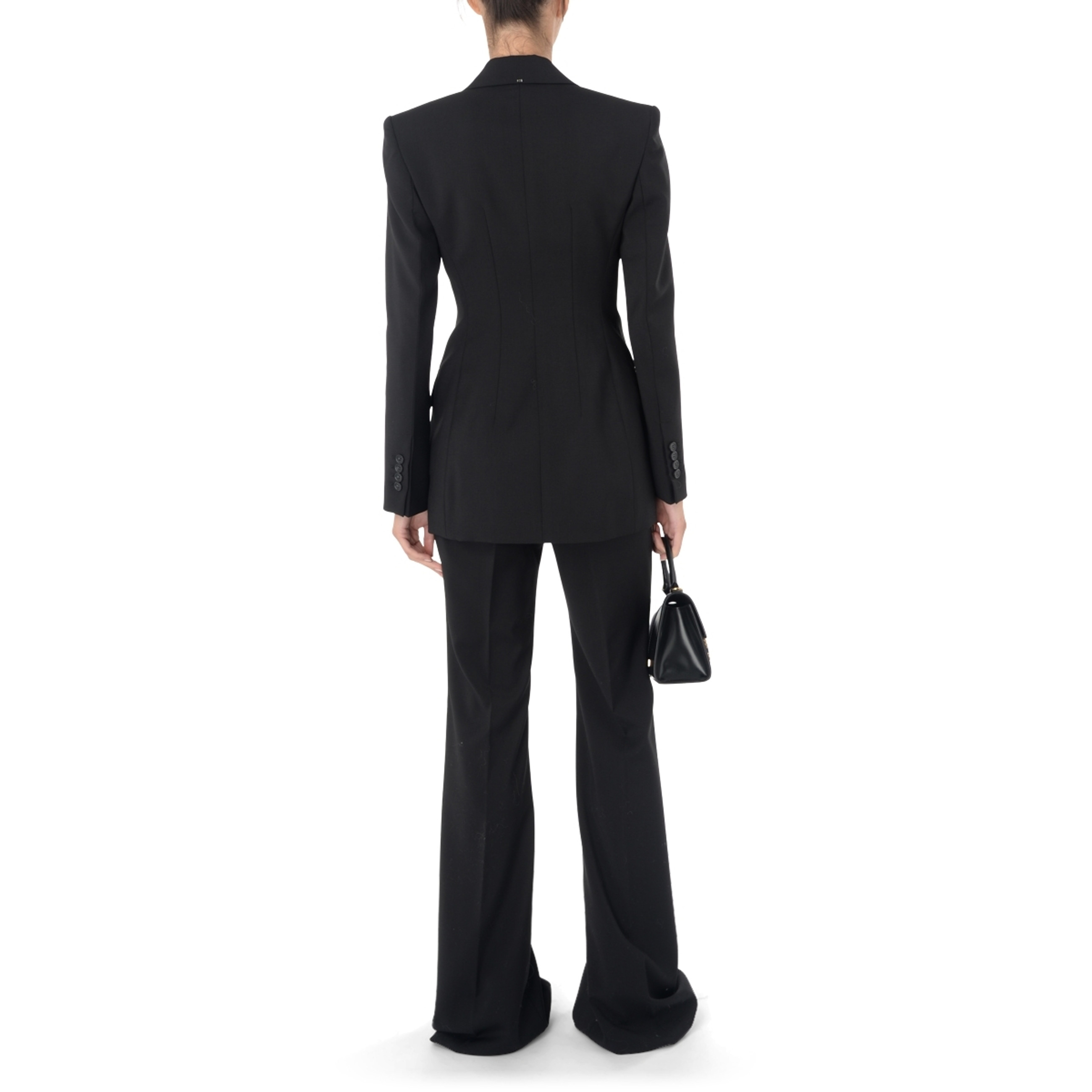【送料&関税込】SportMax Black Stretch Nylon Blazer Stretch wool fitted blazer, black | 