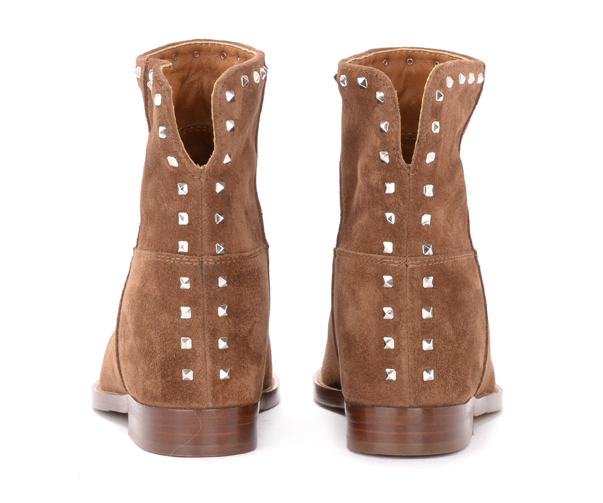 Leather-colored Via Roma 15 ankle boots with studs, Via Roma 15