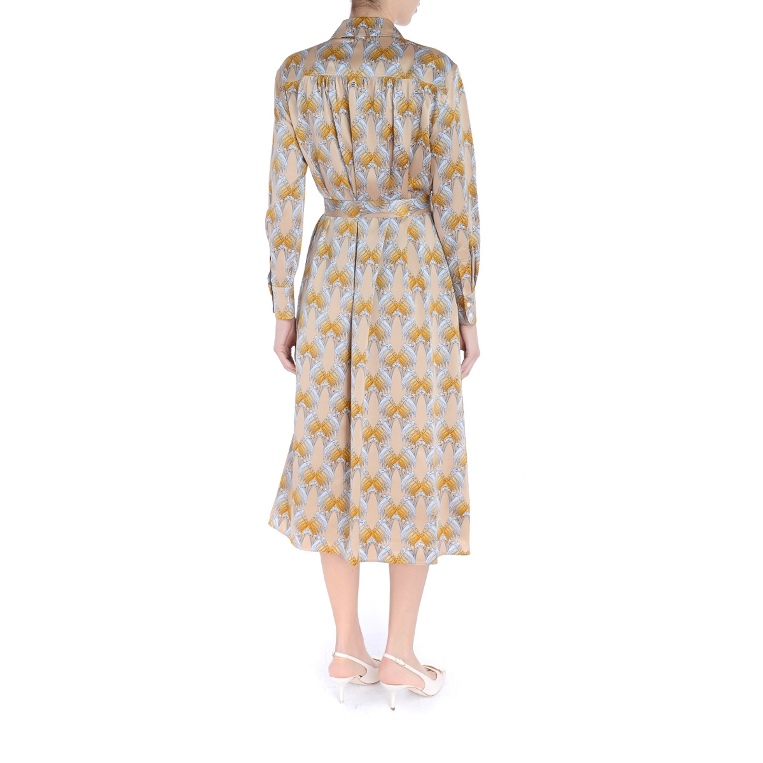 【送料&関税込】Tory Burch Chemisier Dress Chemisier dress Tory Burch in beige silk satin | H-Brands
