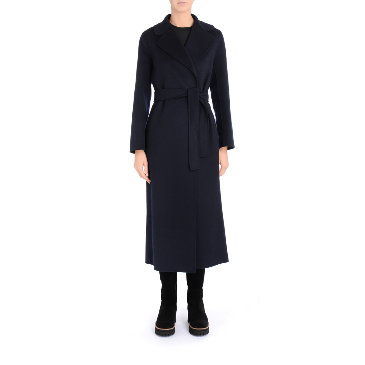 S Max Mara robe-style coat in navy blue wool | H-Brands