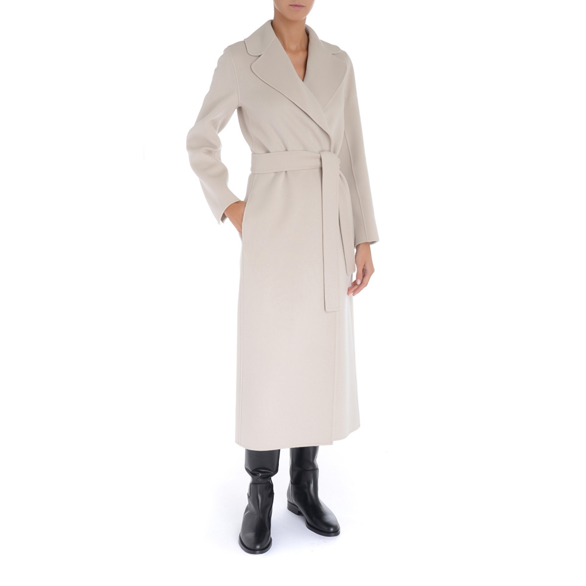 S Max Mara robe-style coat in ecru wool | H-Brands