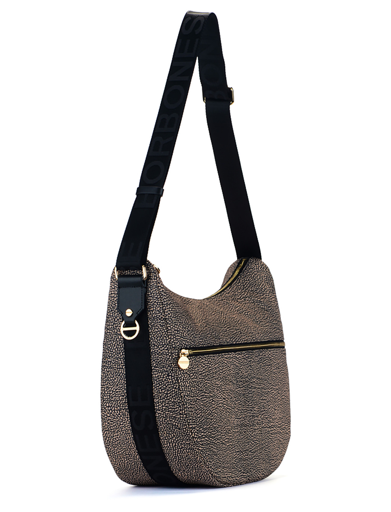 Borsa Borbonese Luna Bag Medium color naturale con zip H-Brands