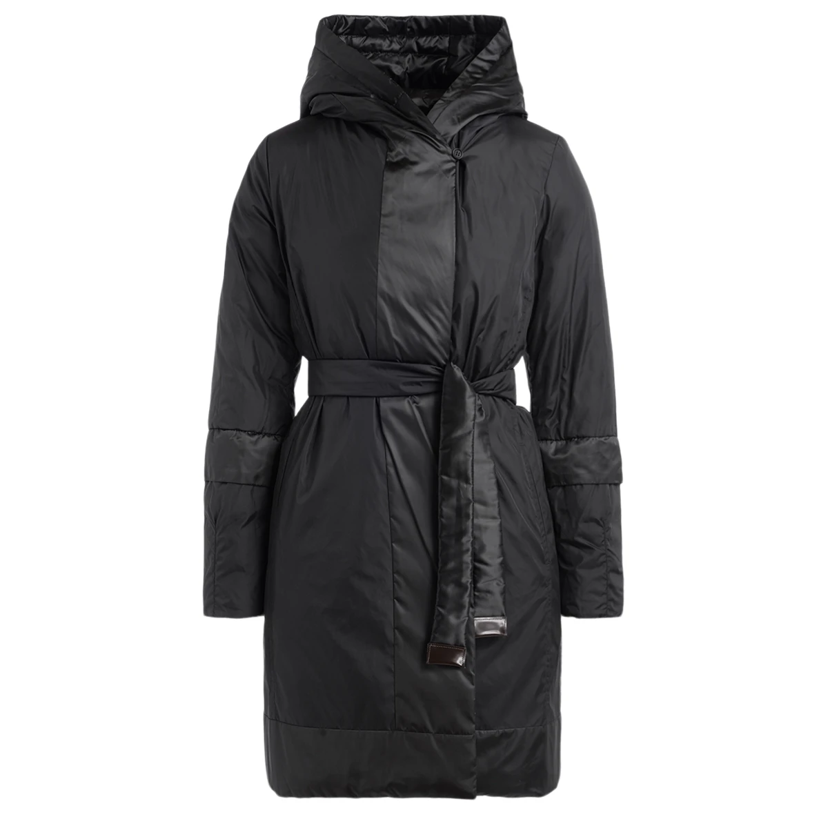 Max Mara Novef Down jacket in black water-repellent satin | H-Brands
