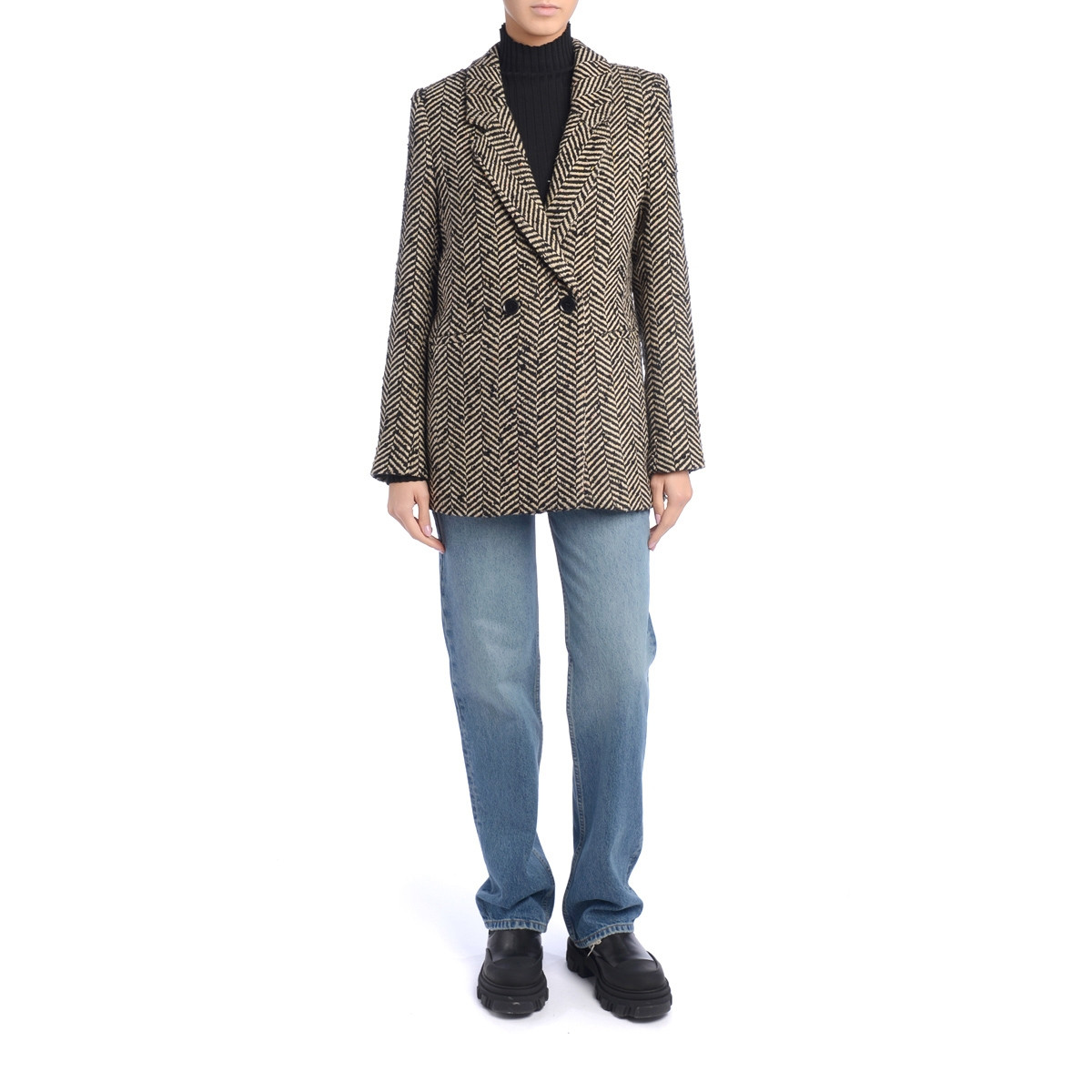 Anine Bing Blazer in Black and Cream | H-Brands