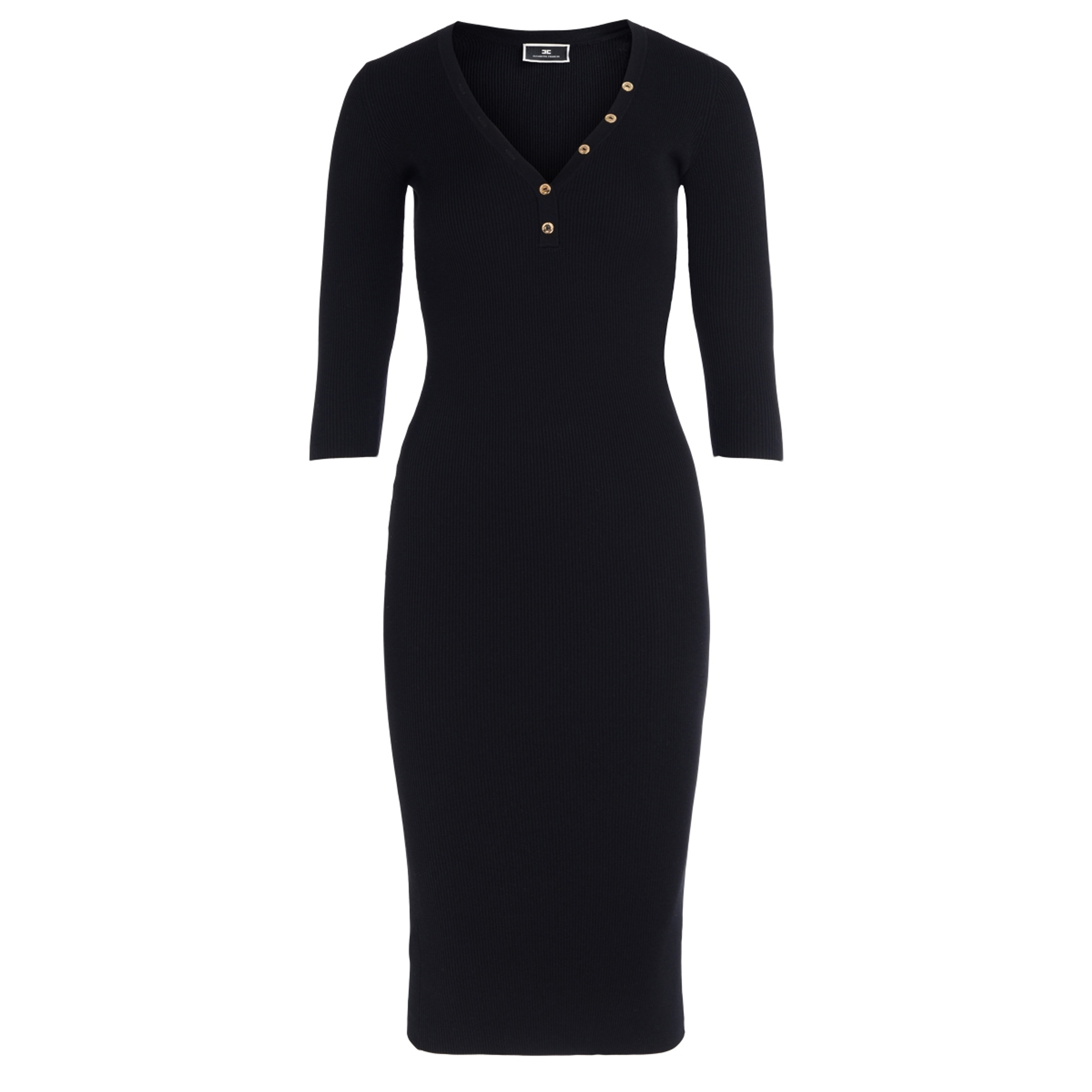 ワンピース ELISABETTA FRANCHI ABITO MEZZA MANICA LONGUETTE Longuette in maglia Elisabetta Franchi nera | H-Brands