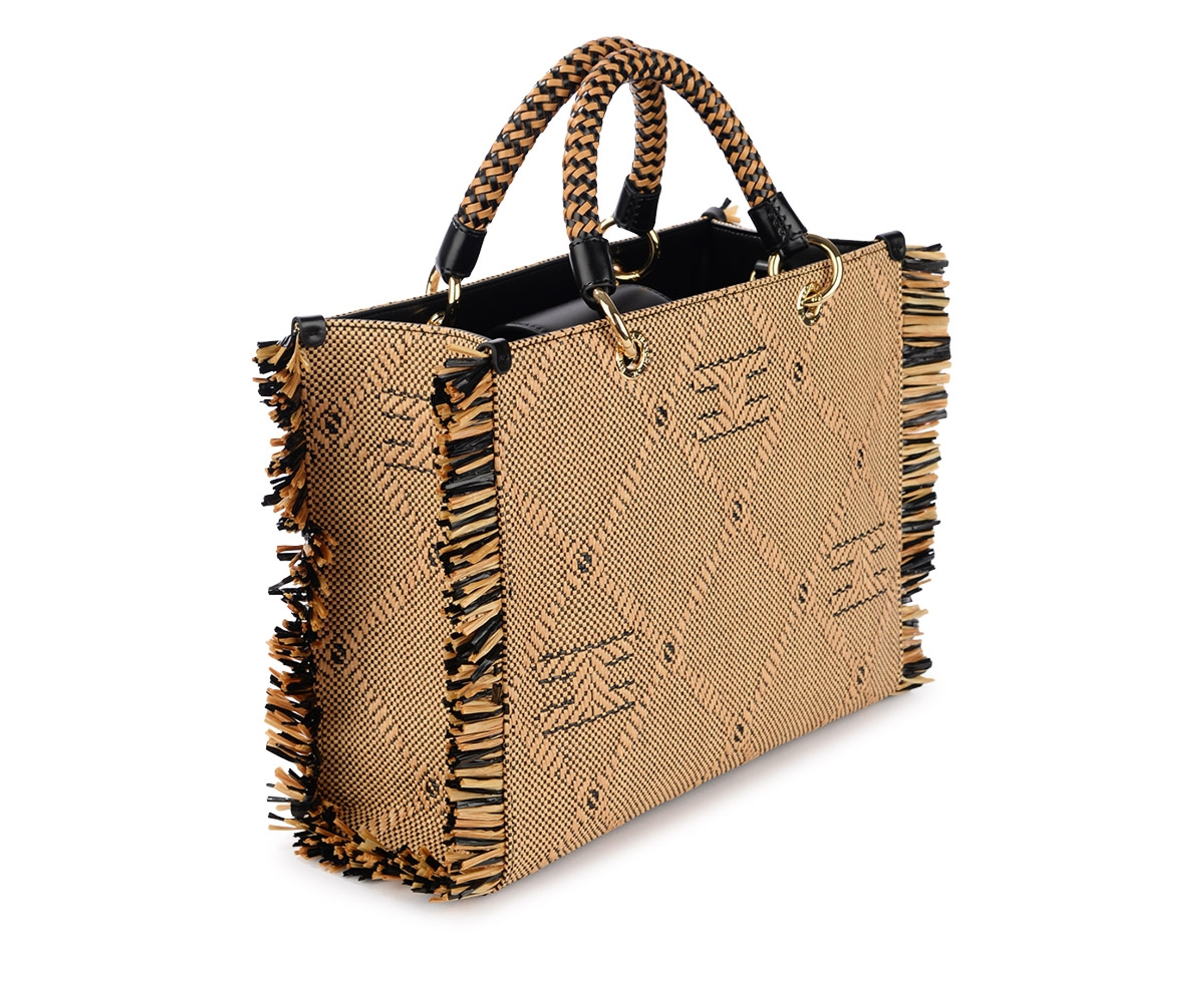 Tote bag Elisabetta Franchi Medium beige and black | H-Brands