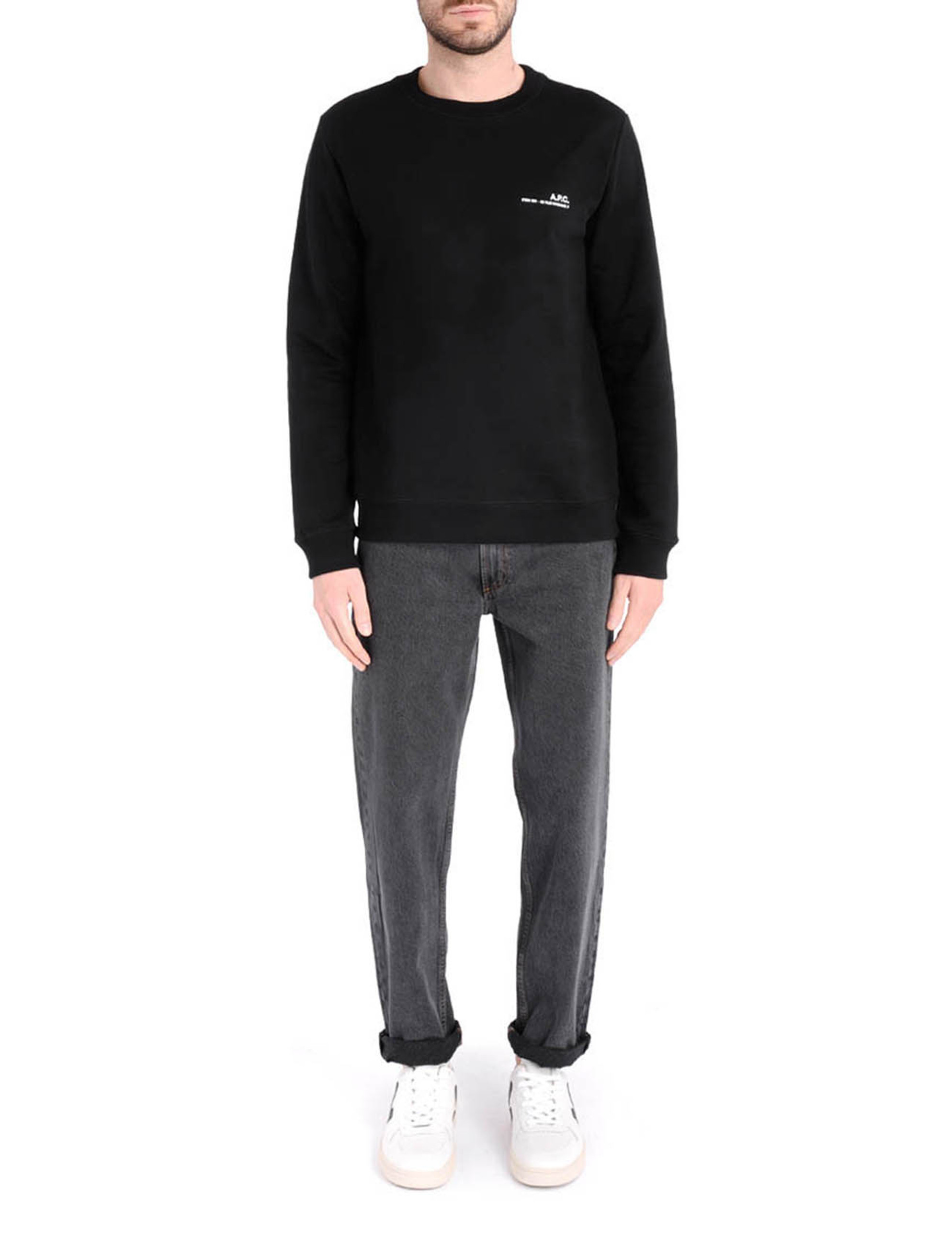 【送料&関税込】A.P.C. Black Cotton Sweatshirt Sweatshirt A.P.C. Item for men in black cotton | H-Brands