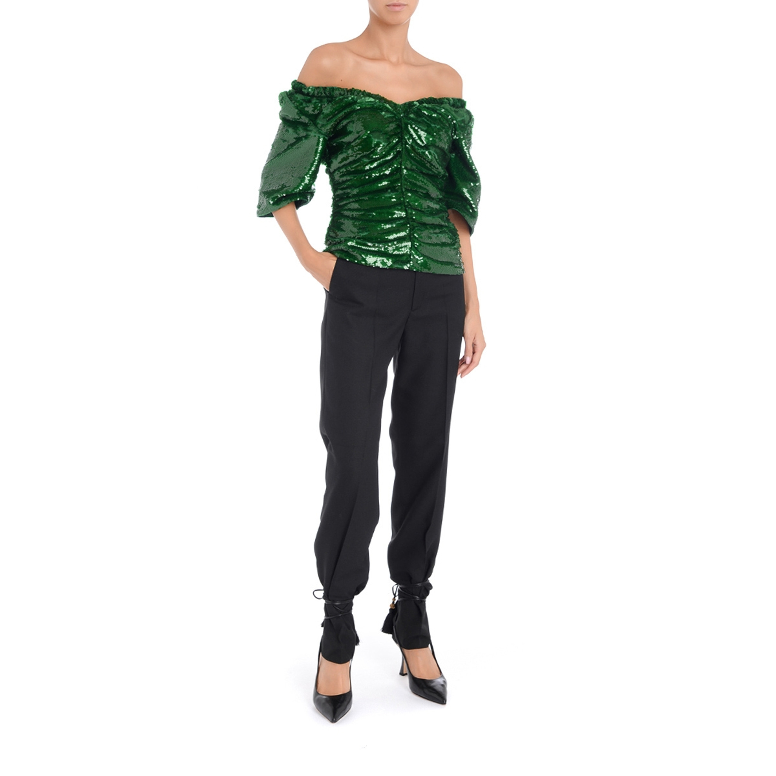 Ganni(ガニー) 22AW SPARKLE CROPPED TOP GANNI ガニー Active Mesh Cropped T-shirt 正規取扱い店舗公式