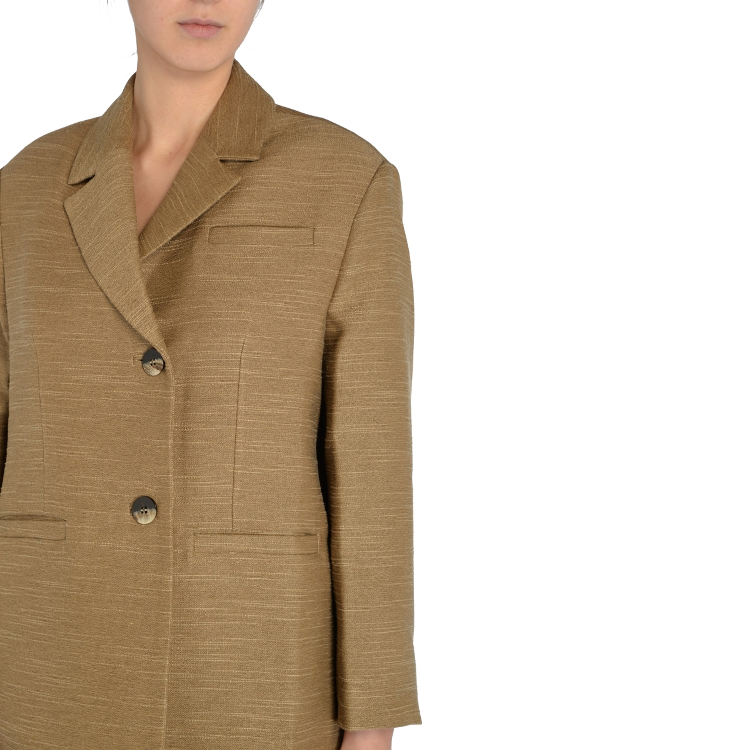【関税＆送料込み】Ganni Beige Recycled Polyester Jacket Ganni Double Face Wool Jacket | Saks Fifth Avenue