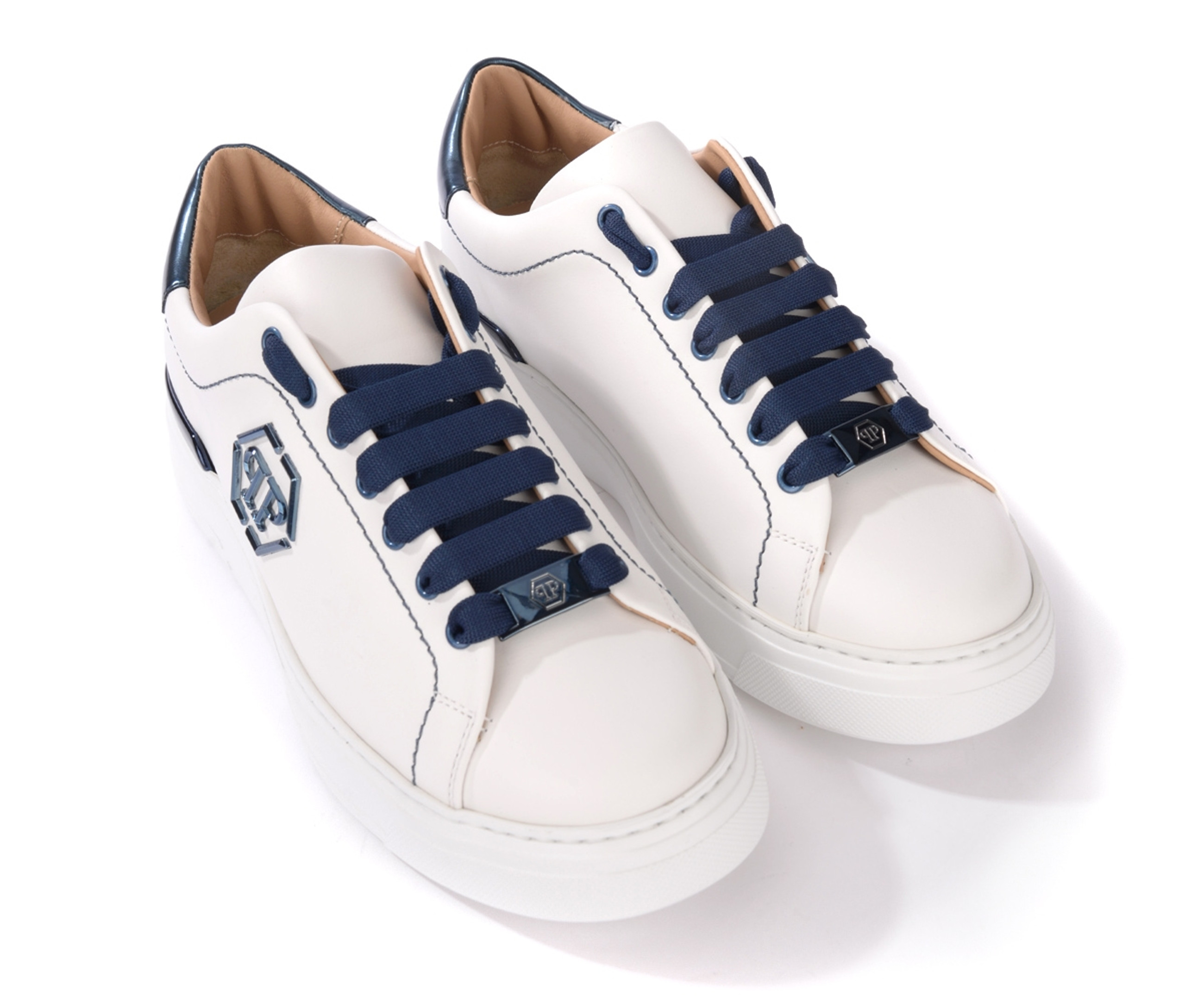 PHILIPP PLEIN 23SS パンツ シルバー系 Made In Italy Lo-Top sneaker Philipp Plein Hexagon white and blue | H-Brands