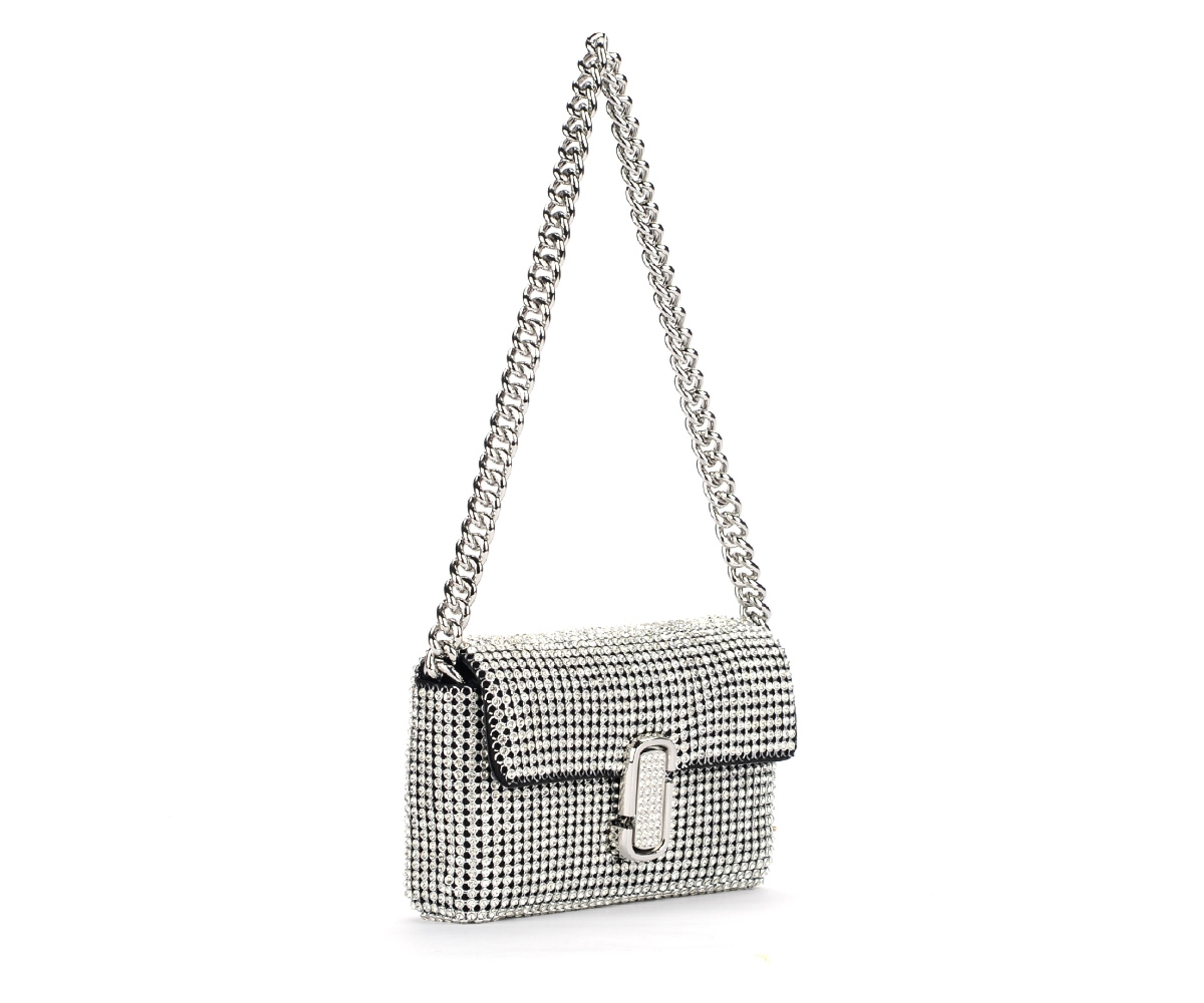 バッグ・カバンその他 MARC JACOBS Woman Mini bag Silver H912M06RE22 991 Bag Marc Jacobs The J Marc Mini with rhinestones | H-Brands