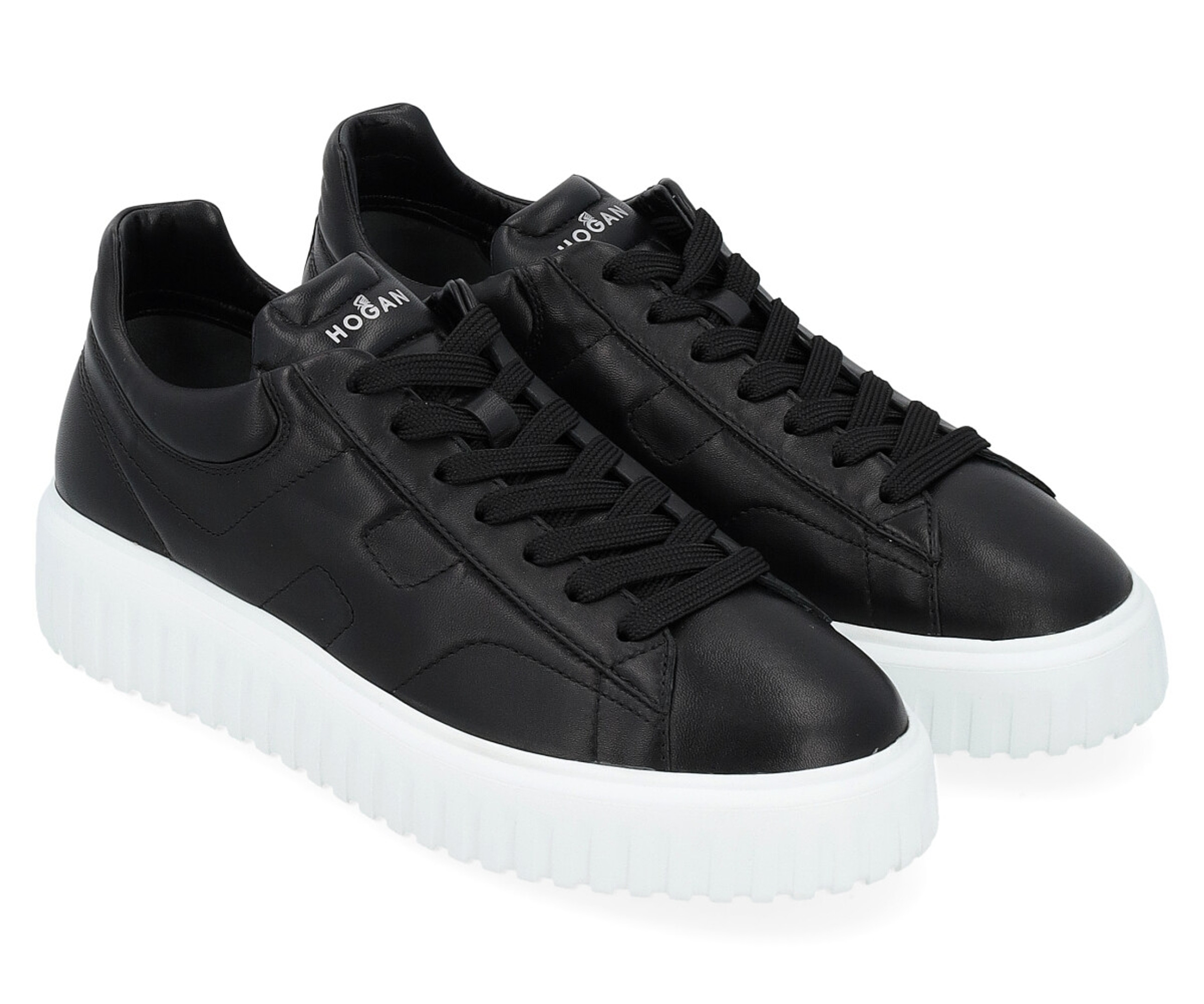 Sneakers Hogan H-Stripes in black leather | H-Brands