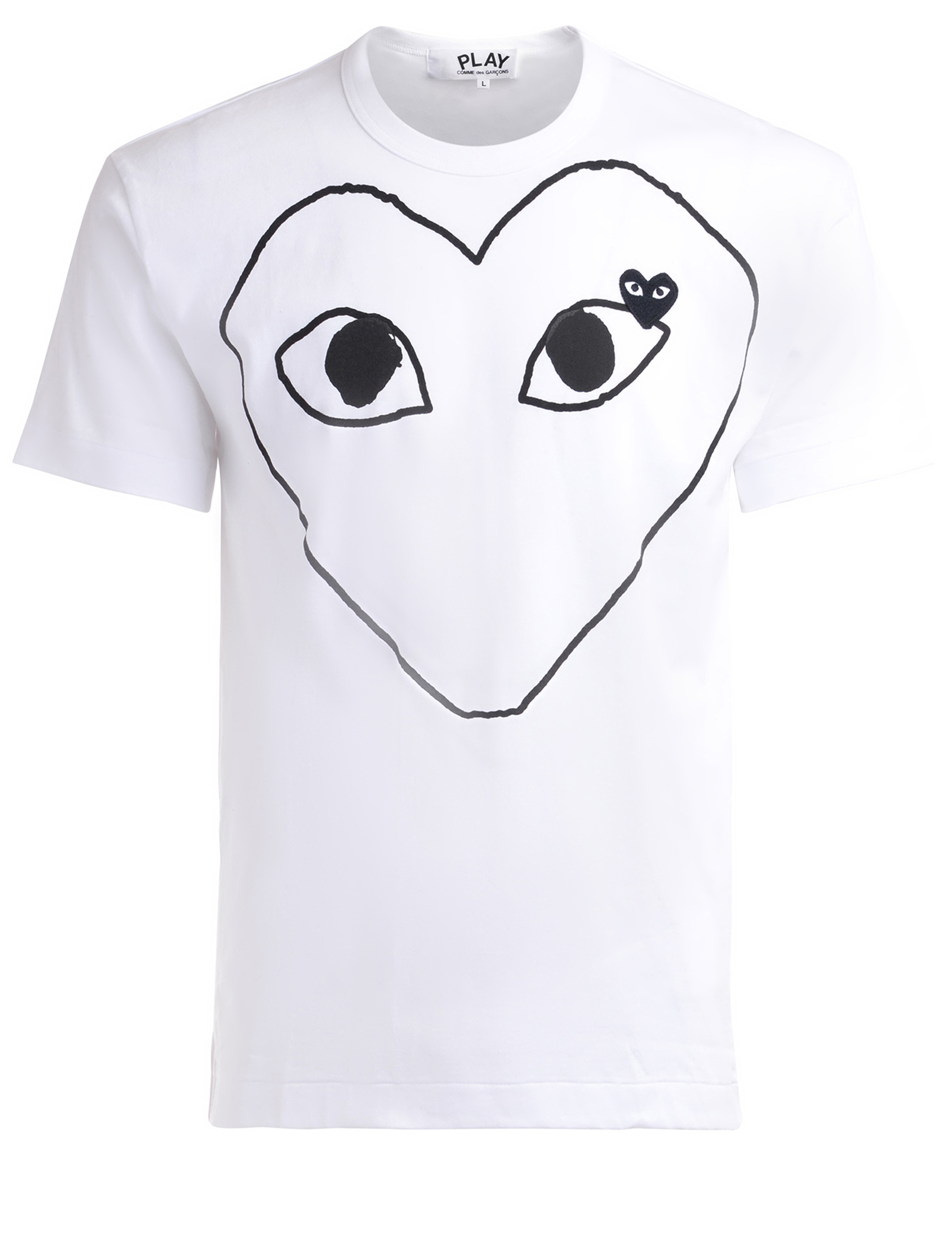 T-Shirt Comme Des Garçons PLAY in cotone bianco con cuore frontale