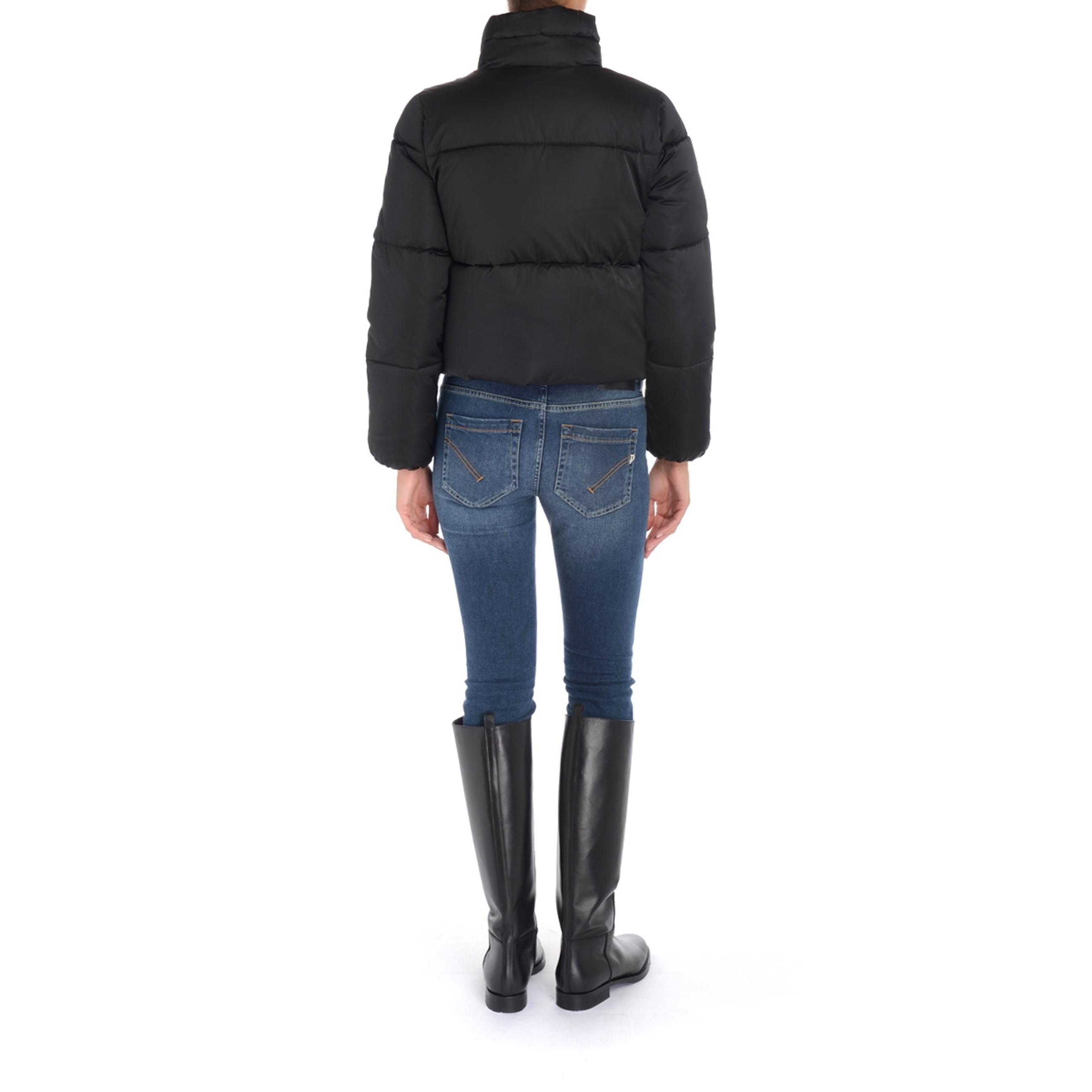 Down jacket crop Elisabetta Franchi black | H-Brands