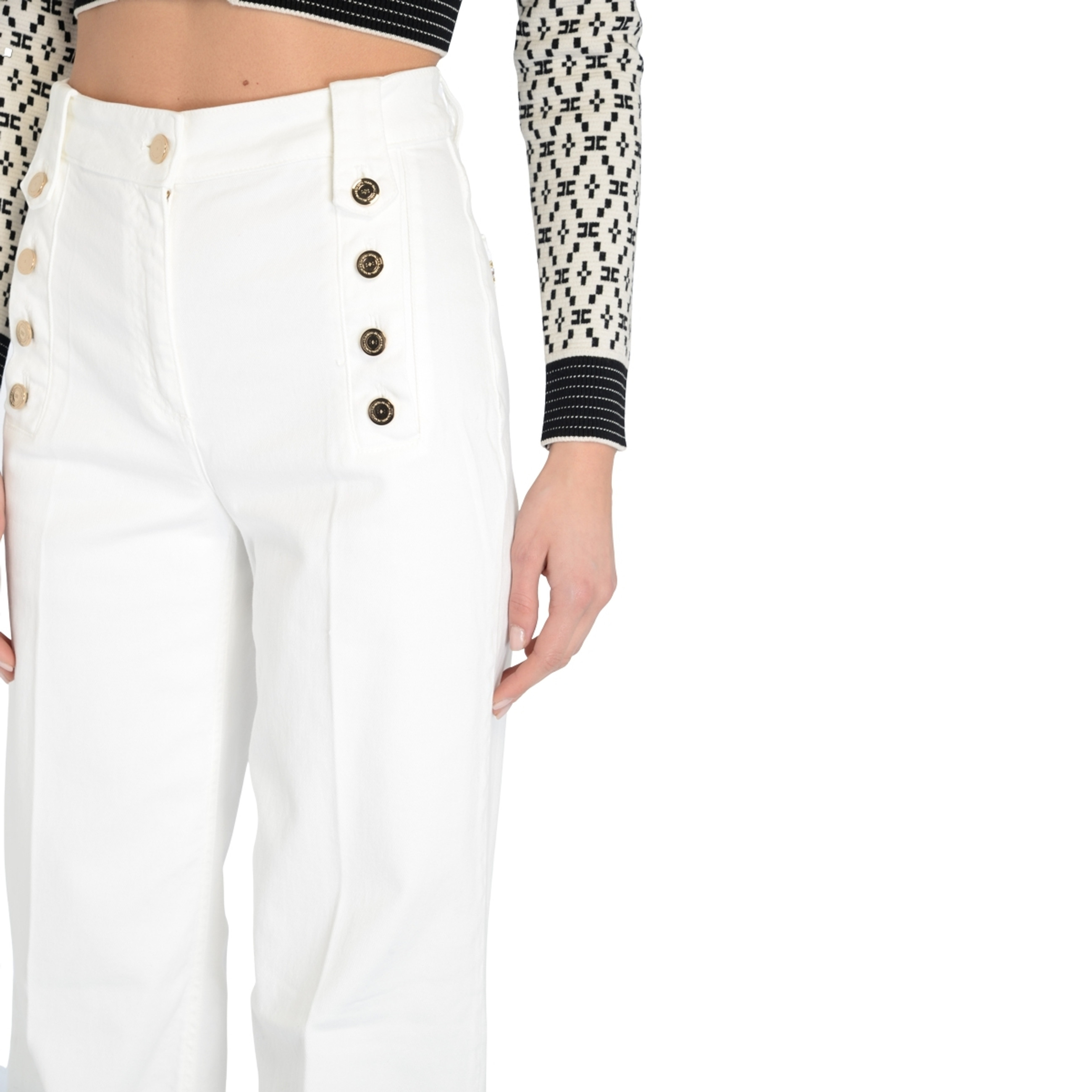 パンツ ELISABETTA FRANCHI Elisabetta Franchi Trousers Ivory Palace pants Elisabetta Franchi in ivory cotton | H-Brands