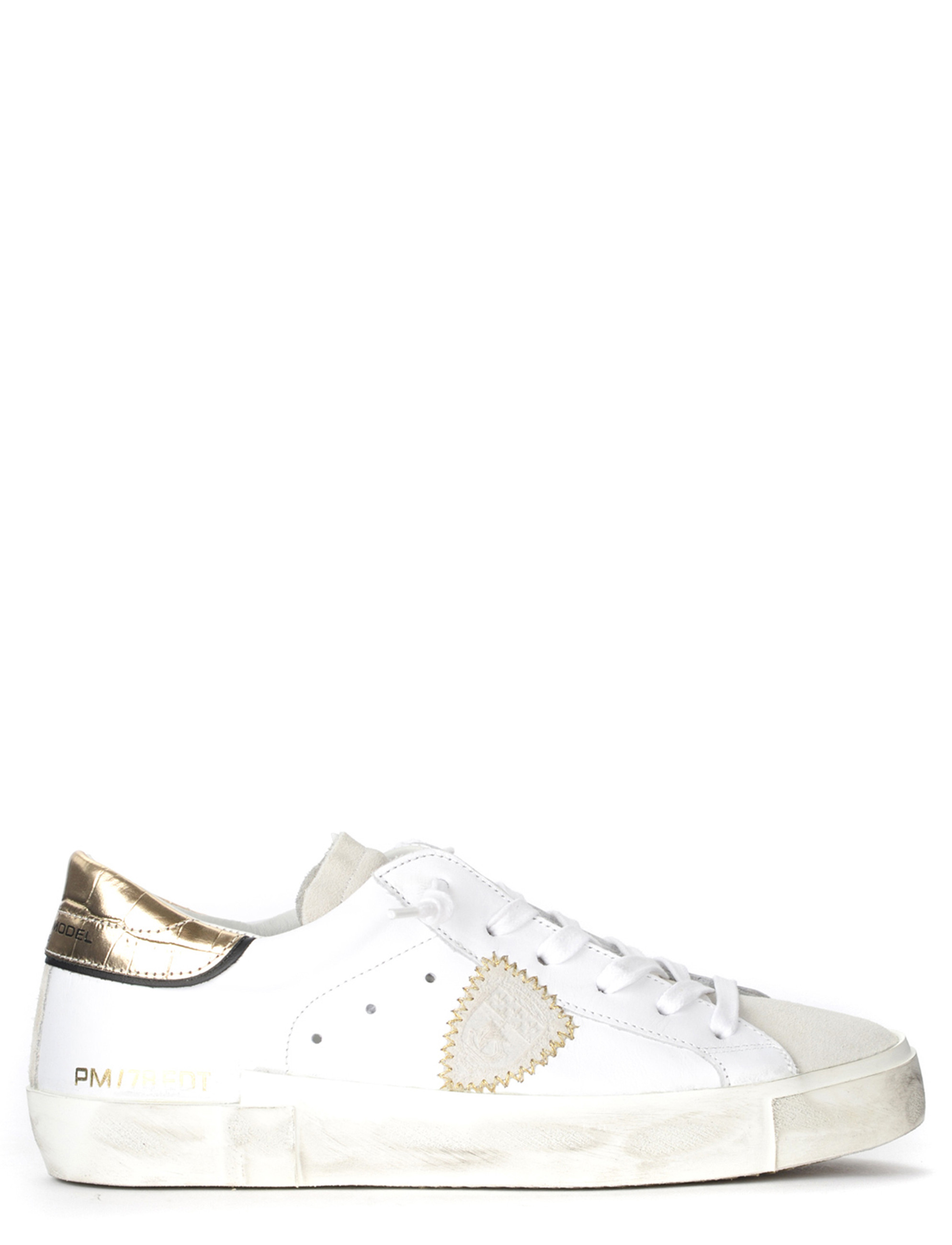 Sneaker Philippe Model Paris X in white leather with gold Sneaker Philippe Model Paris X in white leather with gold