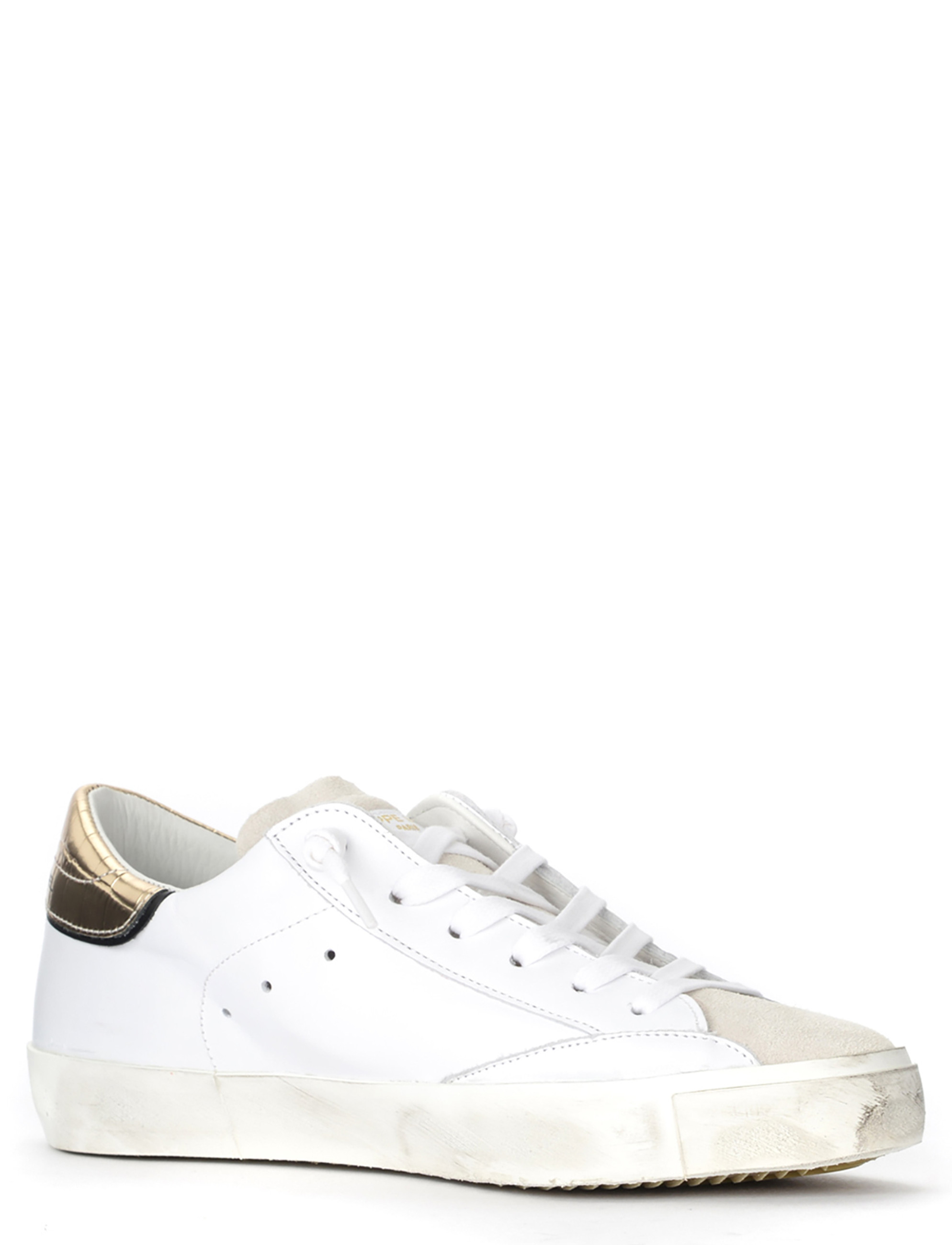 Sneaker Philippe Model Paris X in white leather with gold Sneaker Philippe Model Paris X in white leather with gold