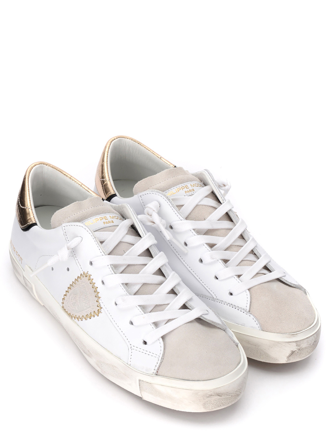 Baskets Philippe Model Paris X en cuir blanc avec spoiler doré H