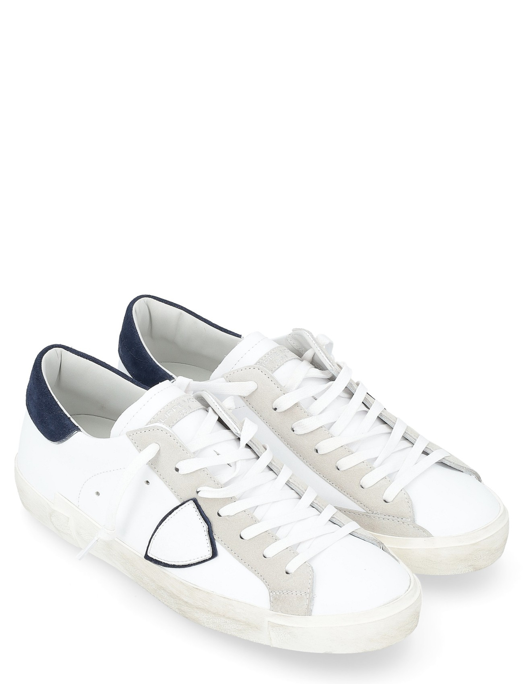 Sneaker Philippe Model Paris X in white leather with blue Sneaker Philippe Model Paris X in white leather with blue