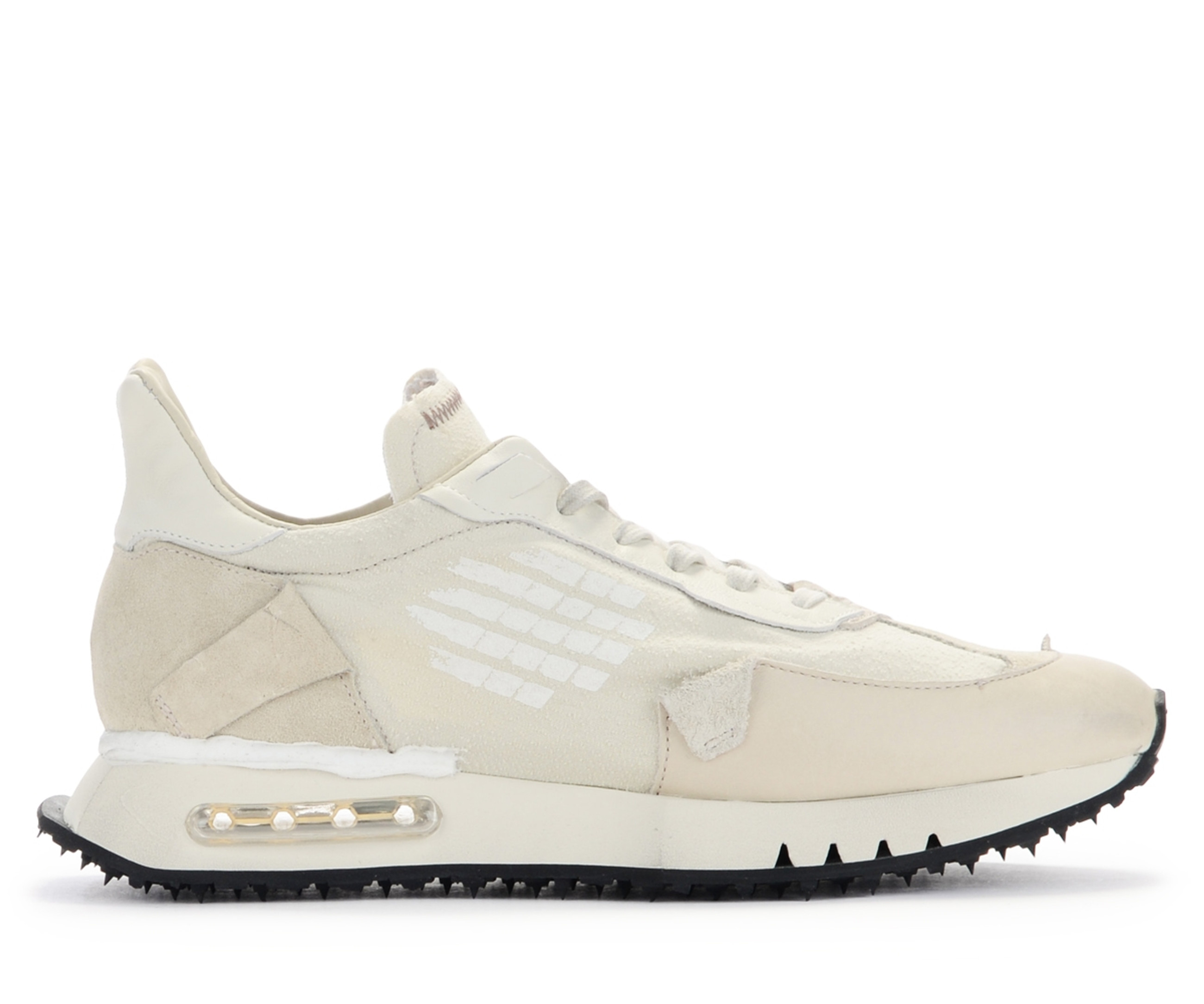 BePositive men's Space Race sneaker in beige leather and BePositive men's Space Race sneaker in beige leather and