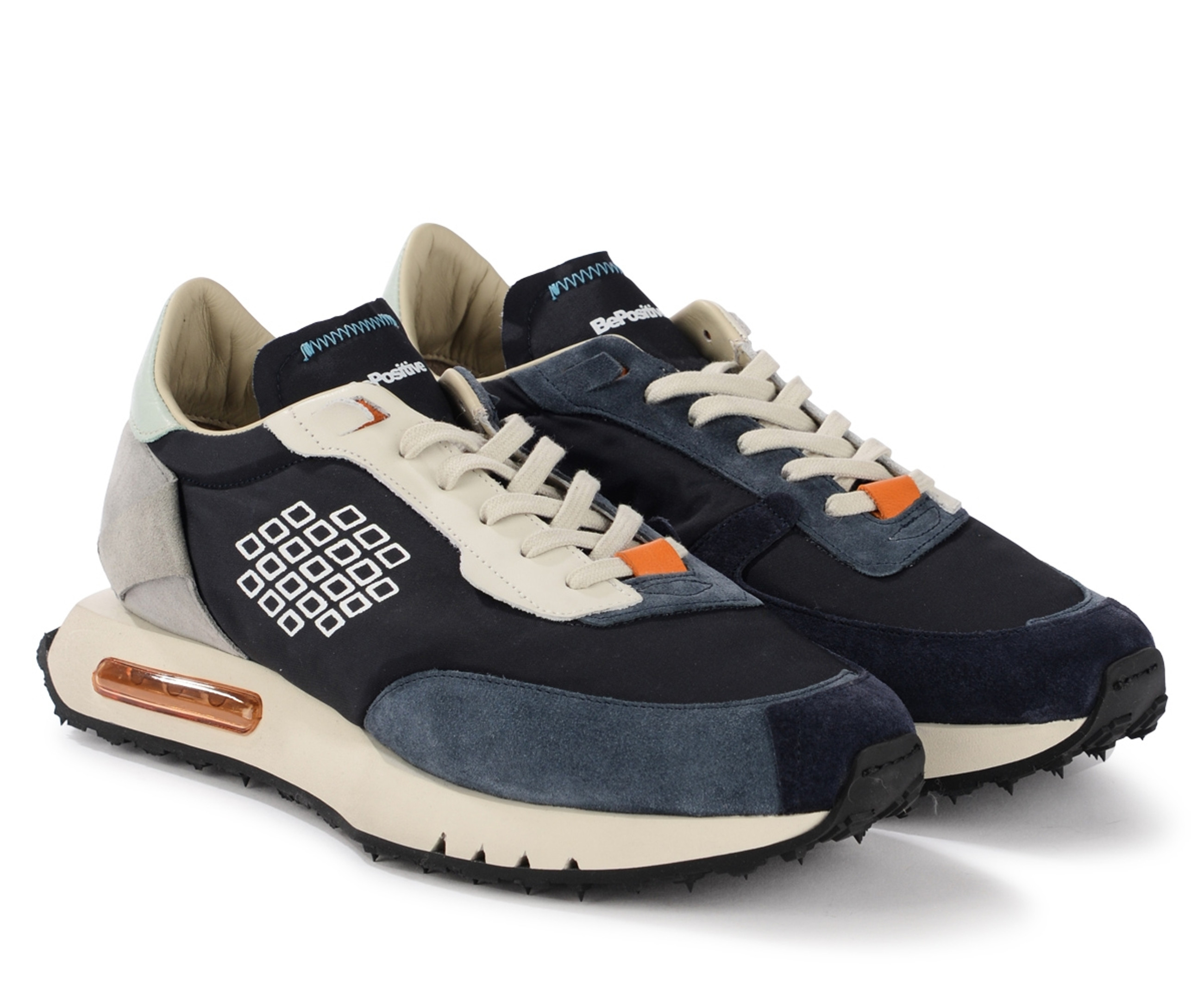 スニーカー Bepositive F4WORACE01/SUE Sneakers Space Race - Suede Mix + Sneaker BePositive Space Race in suede e canvas blu e grigio