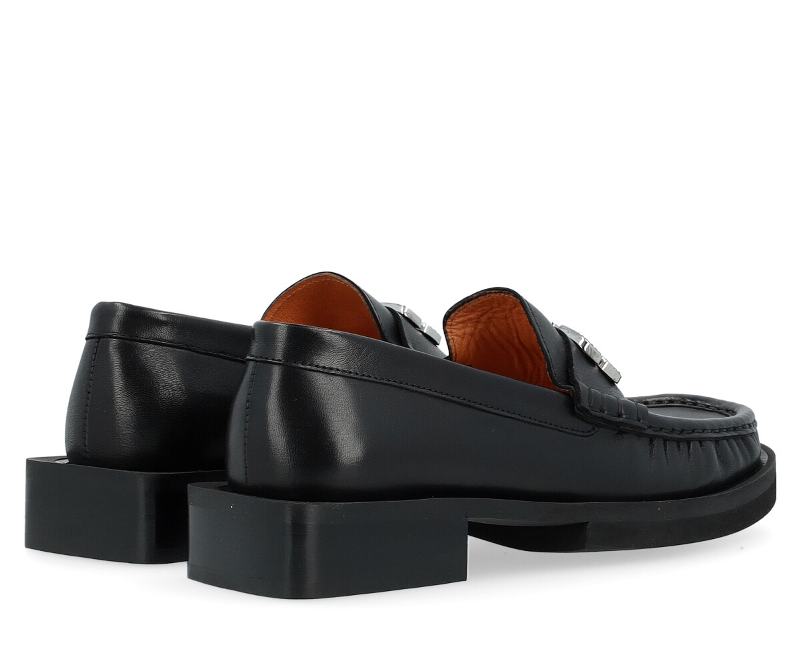 GANNI スハンコル 装飾 ミニトレス T40453680 099 Loafer Ganni black leather with rhinestones | H-Brands