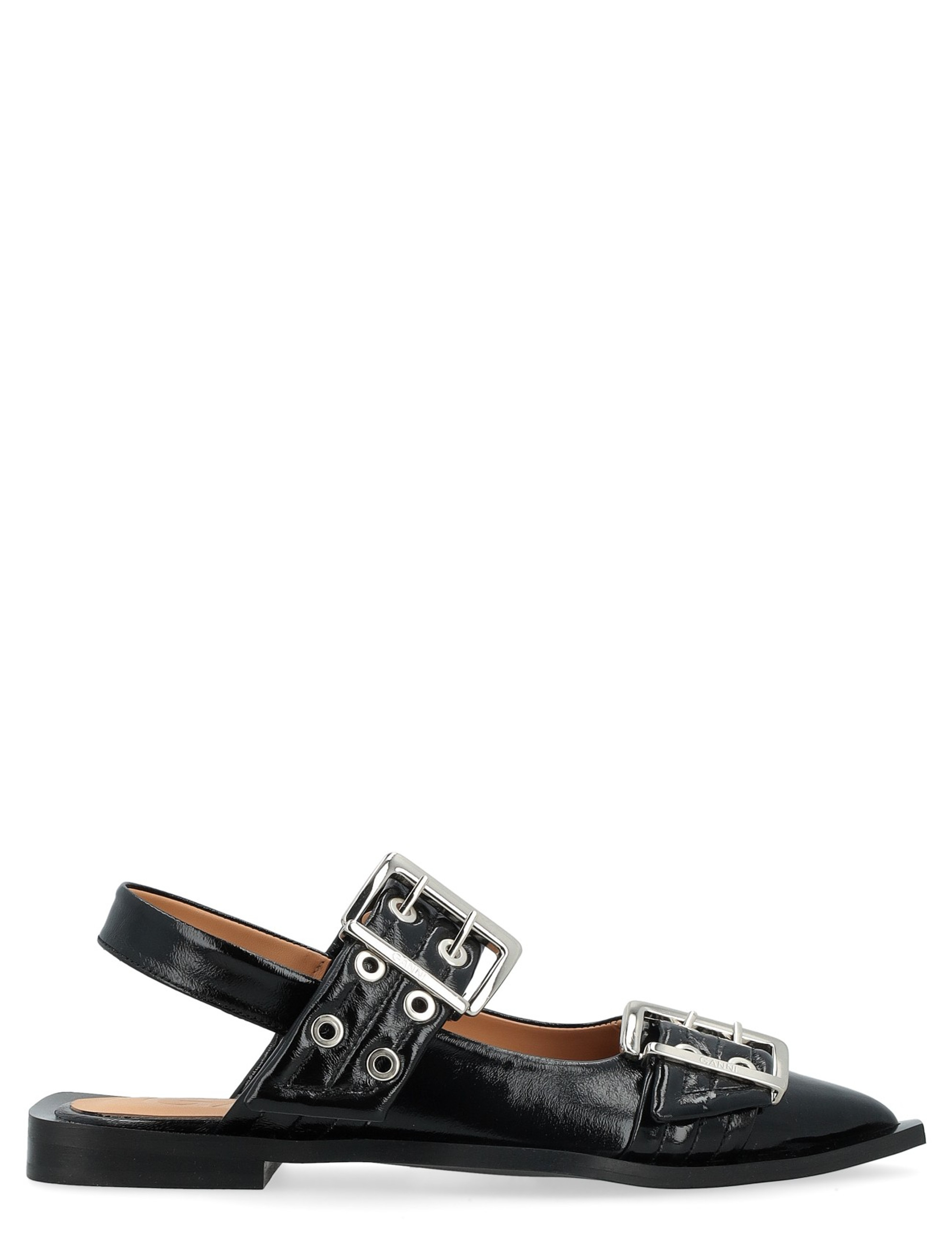 【Ganni】おしゃれ♪Chunky Naplack バレリーナ 20mm Ballerina Ganni Chunky Buckle in black naplack | H-Brands