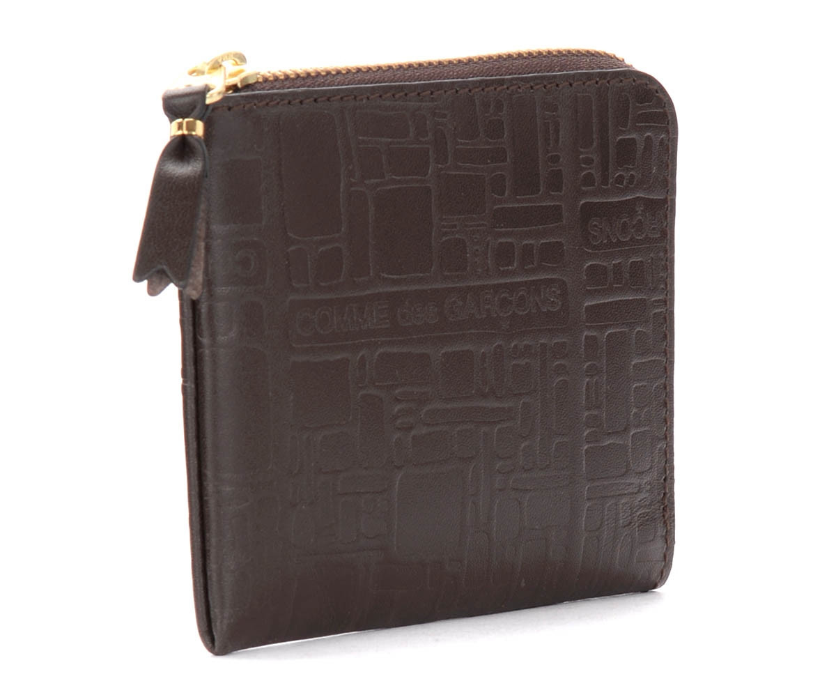 Bustina Wallet Comme Des Garçons in pelle stampata marrone H-Brands